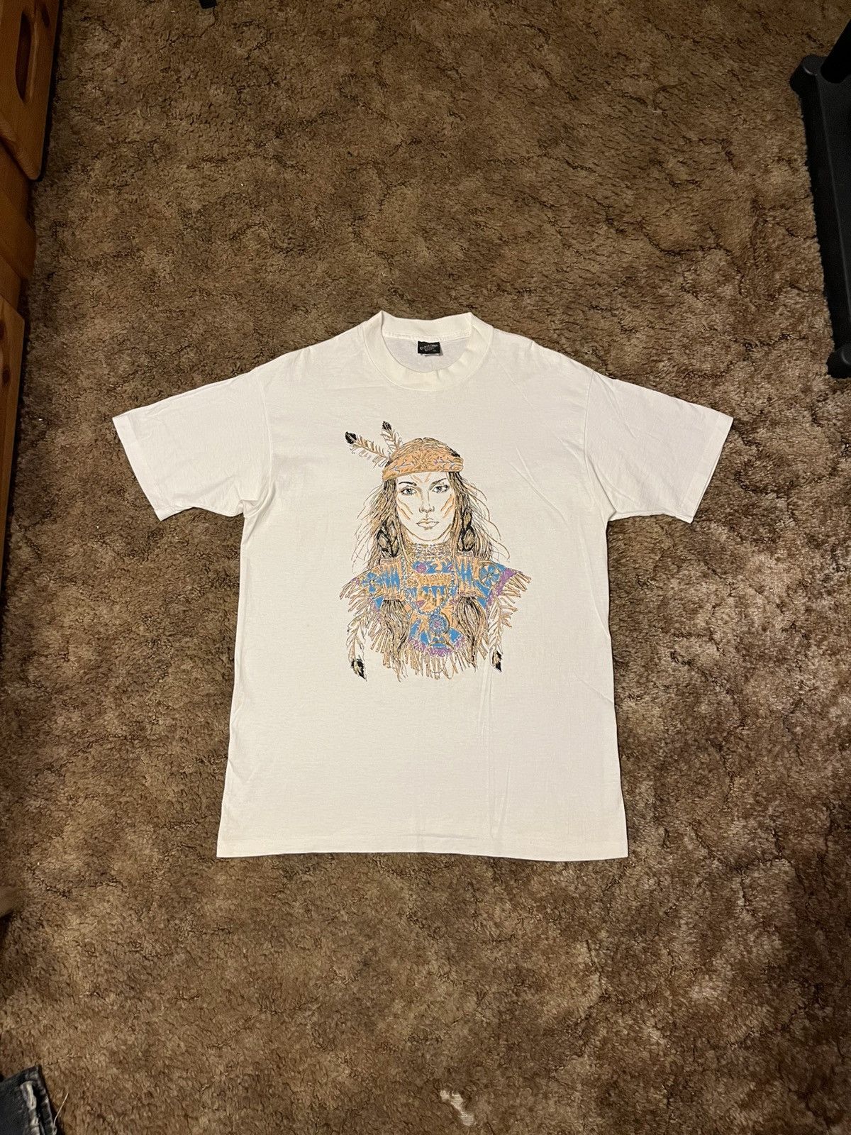 Vintage 90s Diamond Dust Native American Art T-Shirt XLarge White Size US XL / EU 56 / 4 - 1 Thumbnail