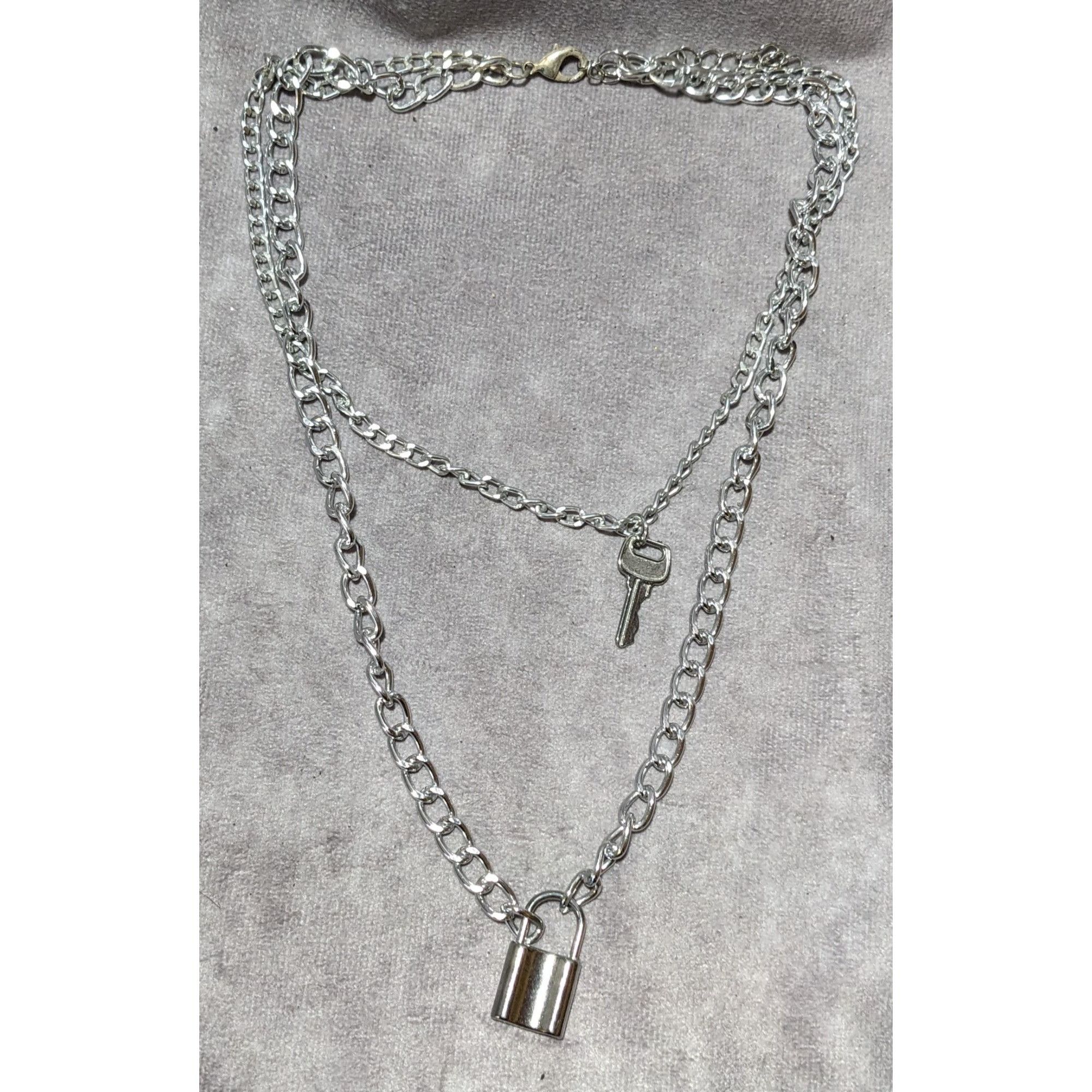 Other Multilayer Silver Padlock And Key Necklace Size ONE SIZE - 7 Thumbnail