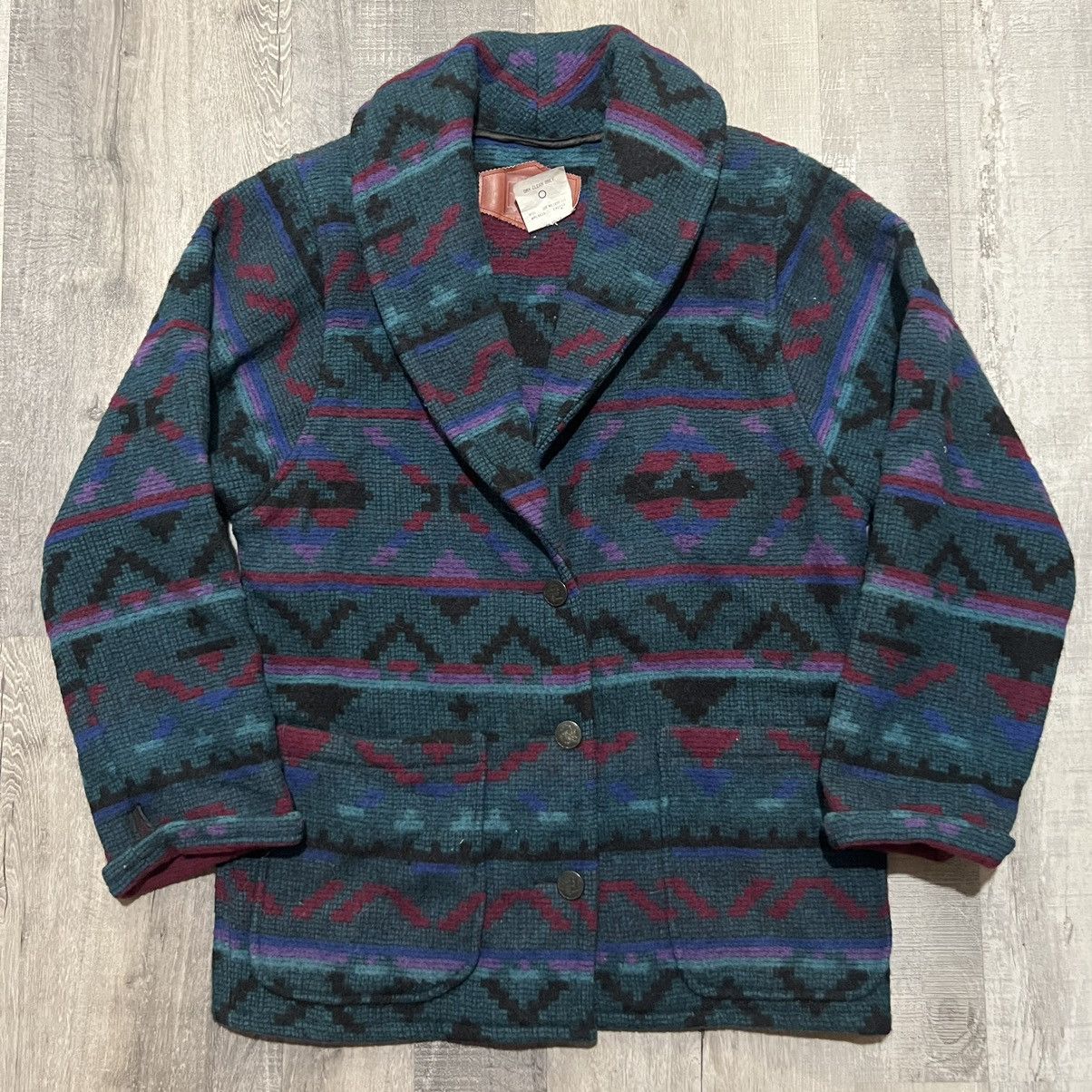 Vintage × Woolrich Woolen Mills VTG Woolrich Womans Heavy Wool Teal Southwestern Aztec Coat Size S / US 4 / IT 40 - 1 Thumbnail