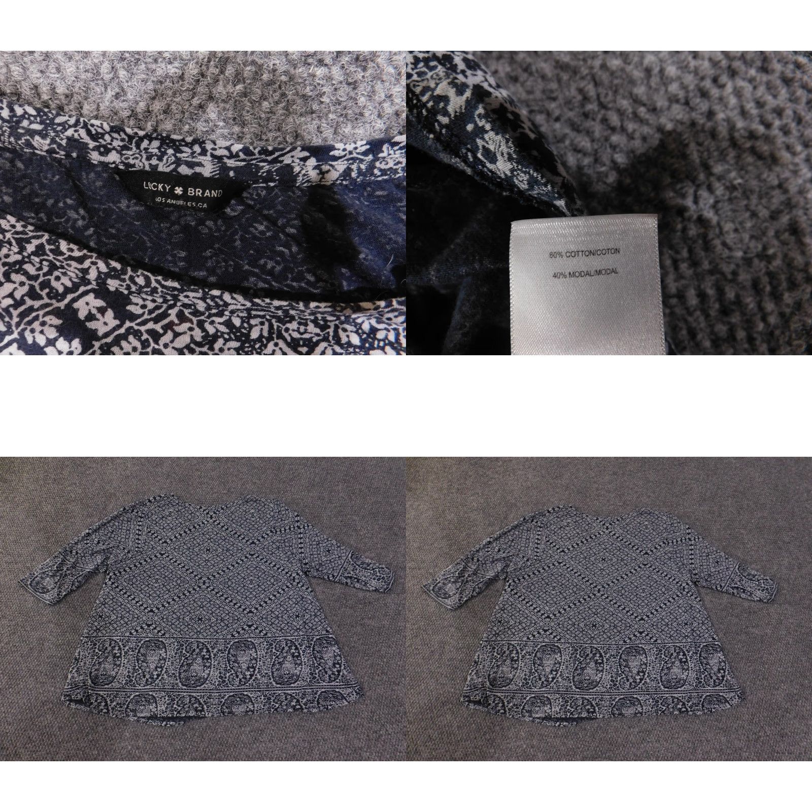 Lucky Brand Lucky Brand Blouse Womens Medium Blue Paisley Pattern Tunic 3/4 Sleeve Scoop Neck Size M / US 6-8 / IT 42-44 - 8 Thumbnail