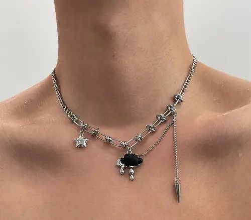 Jewelry Silver Chain Necklace with Cloud Charm Size ONE SIZE - 4 Thumbnail