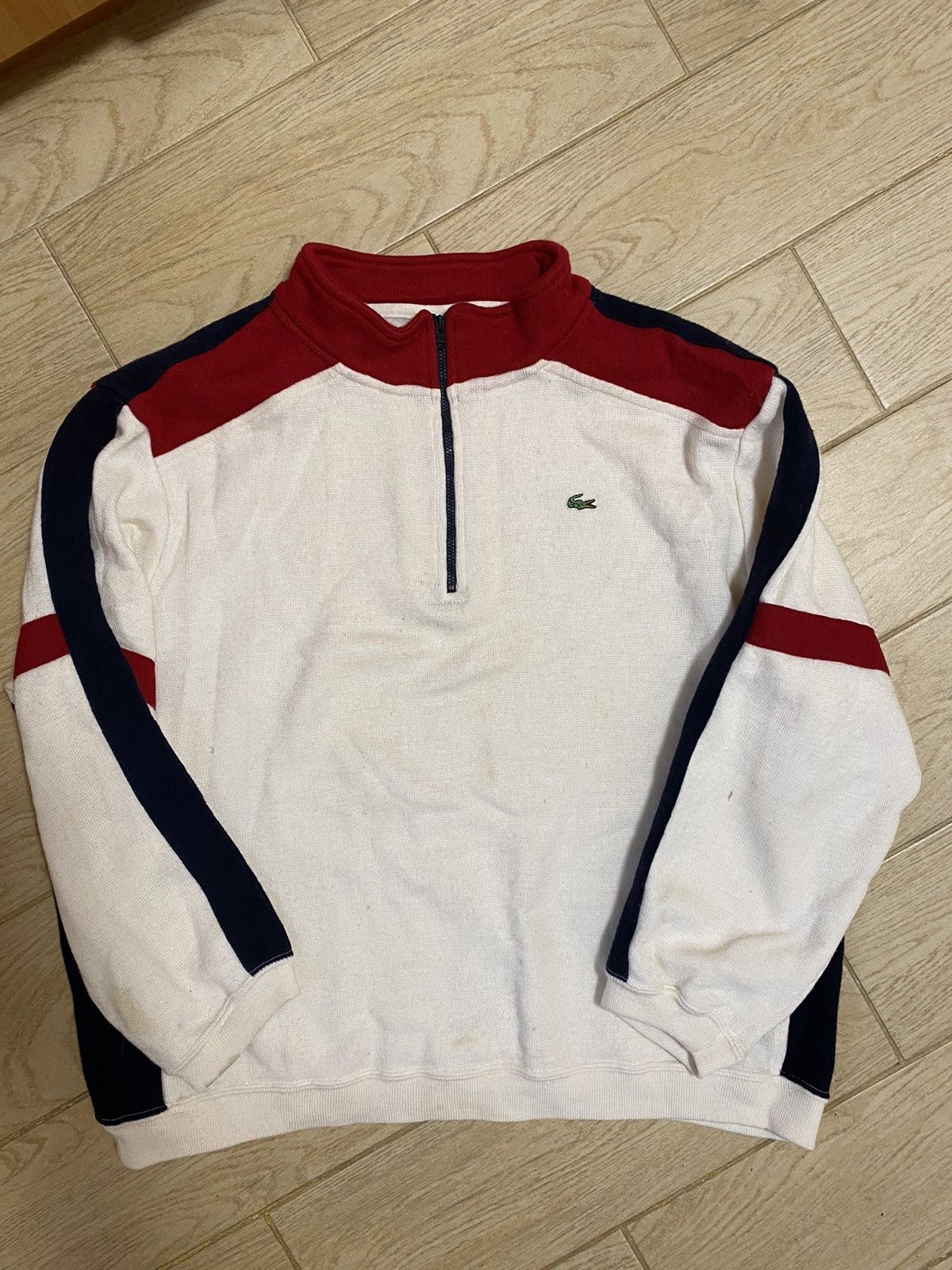 Japanese Brand × Lacoste Vintage Lacoste distressed sweater Size US XL / EU 56 / 4 - 1 Thumbnail
