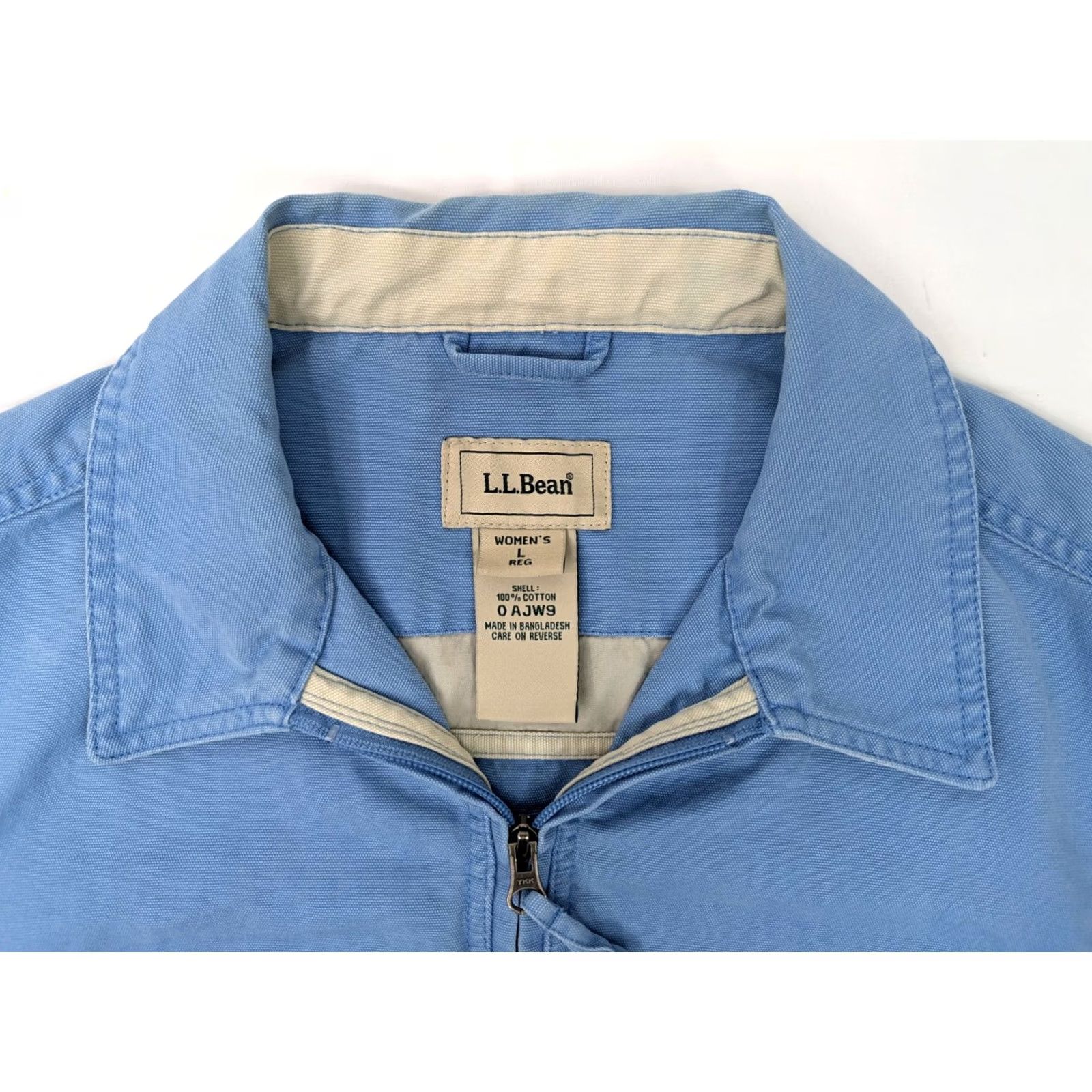 Vintage LL Bean Field Barn Chore Canvas Jacket Women L-Regular, Sky Blue Full Zip 0AJW9 Work Size L / US 10 / IT 46 - 3 Thumbnail
