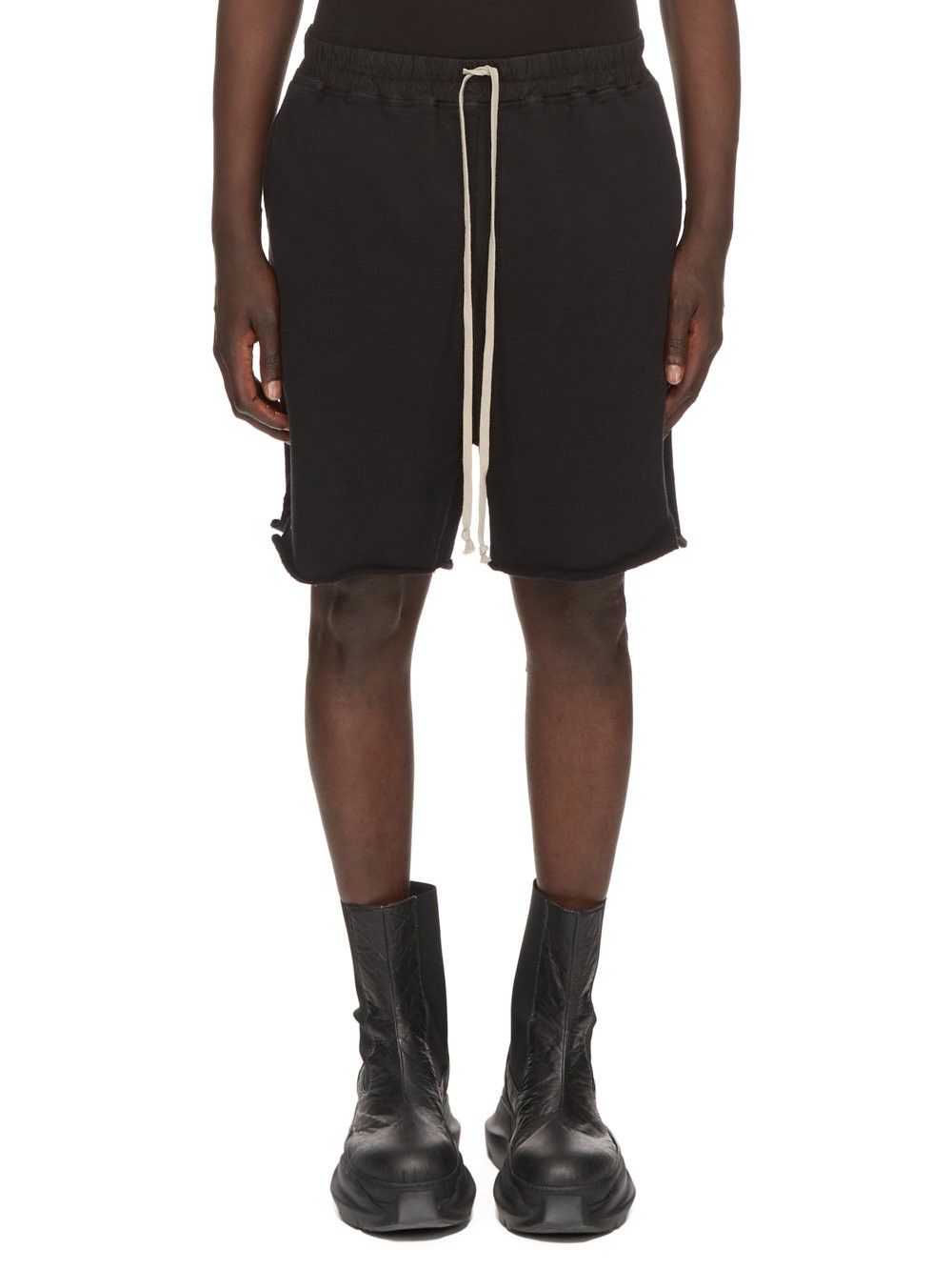 Pre-owned Rick Owens Shorts Black Nylon Leather Cargo Silk Waxed Logo