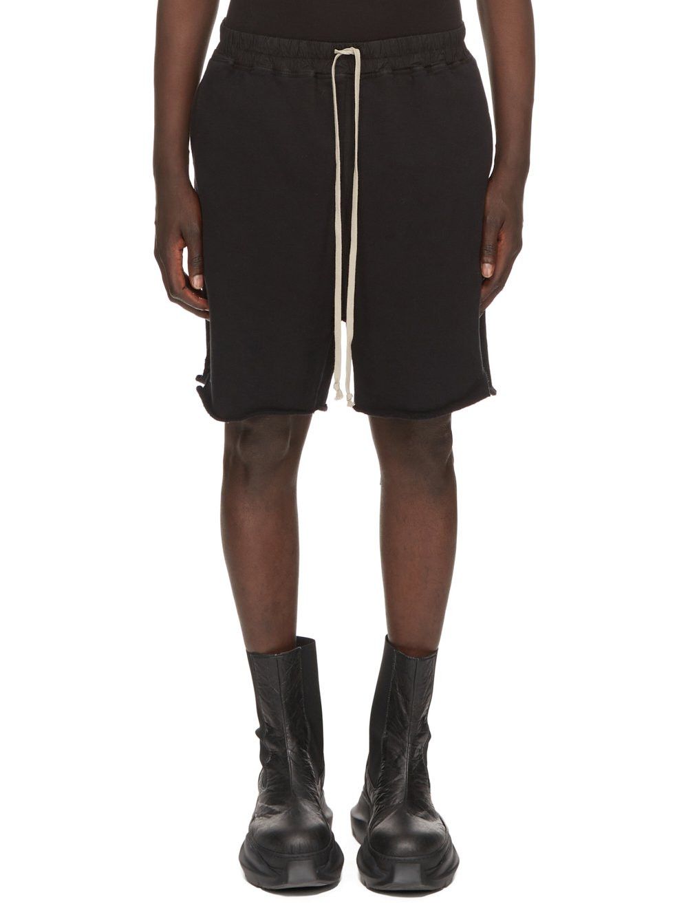 image of Rick Owens Shorts Black Nylon Leather Cargo Silk Waxed Logo, Men's (Size 36)