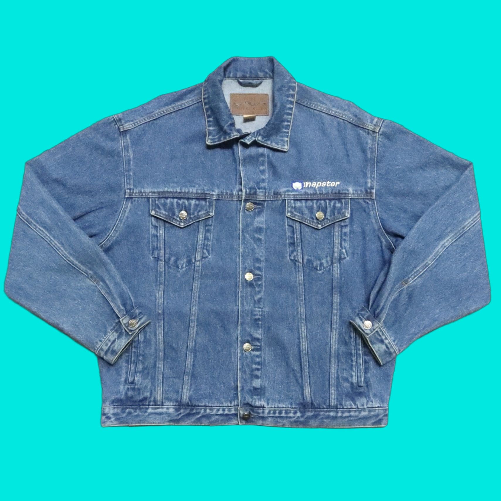 Port Authority VINTAGE Napster Denim Trucker Jacket - 90s Rare Blue L Mens Jacket Size US L / EU 52-54 / 3 - 1 Thumbnail