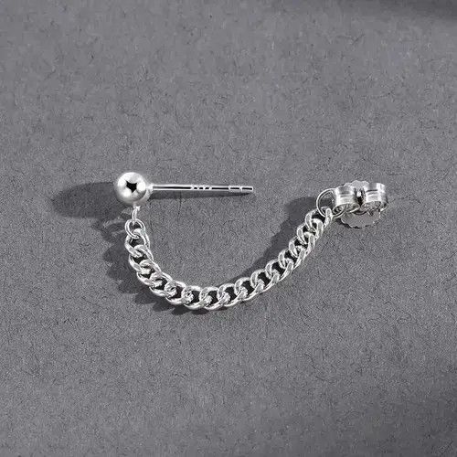 Other 925 Silver Plated Tassel Chain Dangle Drop Earrings for Men Size ONE SIZE - 3 Thumbnail