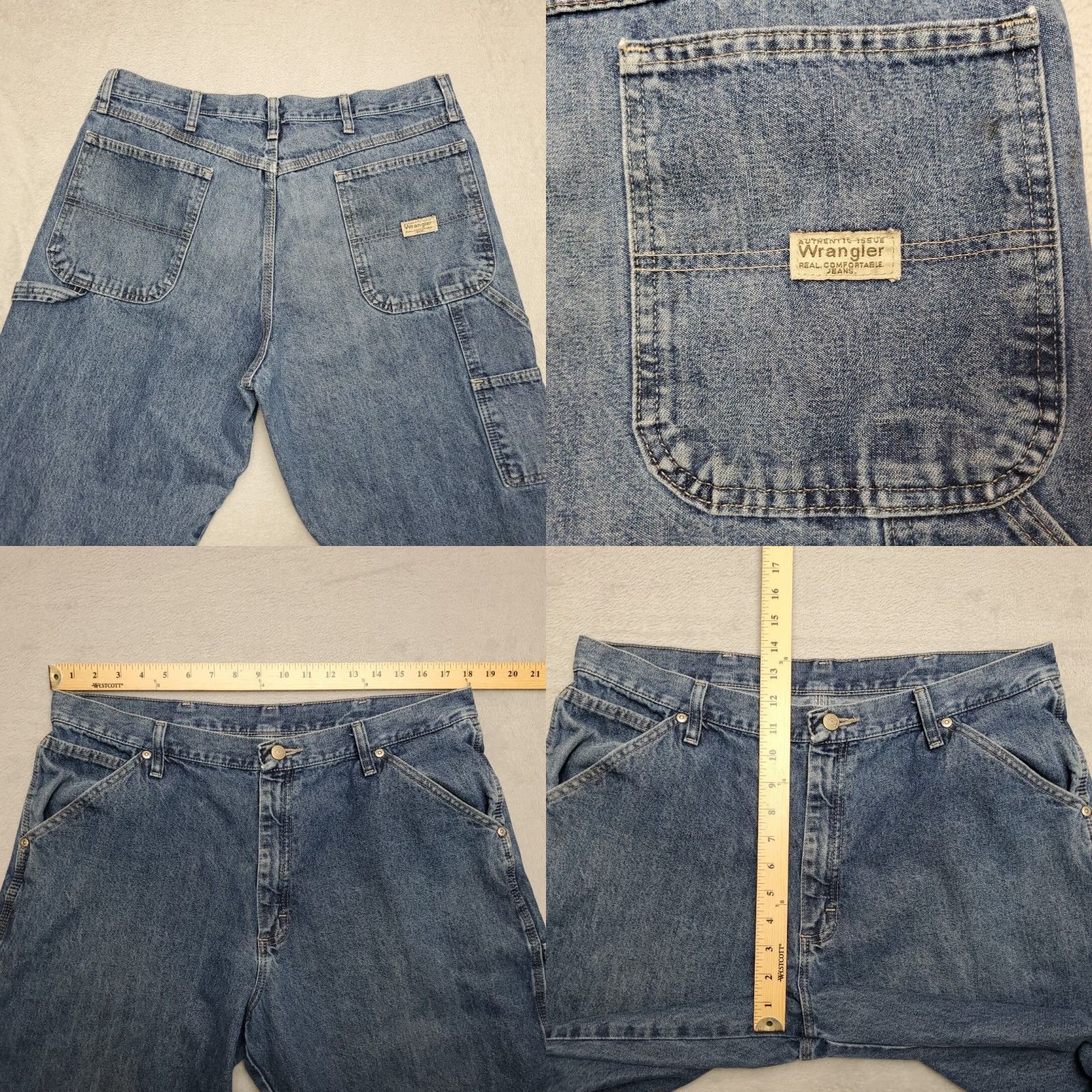 Wrangler VINTAGE Wrangler Jeans Mens 36x30 Blue Denim Carpenter Cargo Relaxed Baggy Retro Pants Size US 36 / EU 52 - 8 Thumbnail