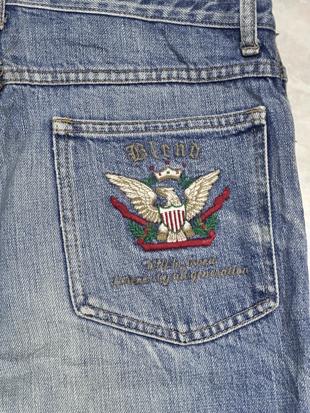 Blends Vintage Fiesta Blend Y2K Embroidered Jean American Eagle 🦅 Size US 31 - 8 Thumbnail