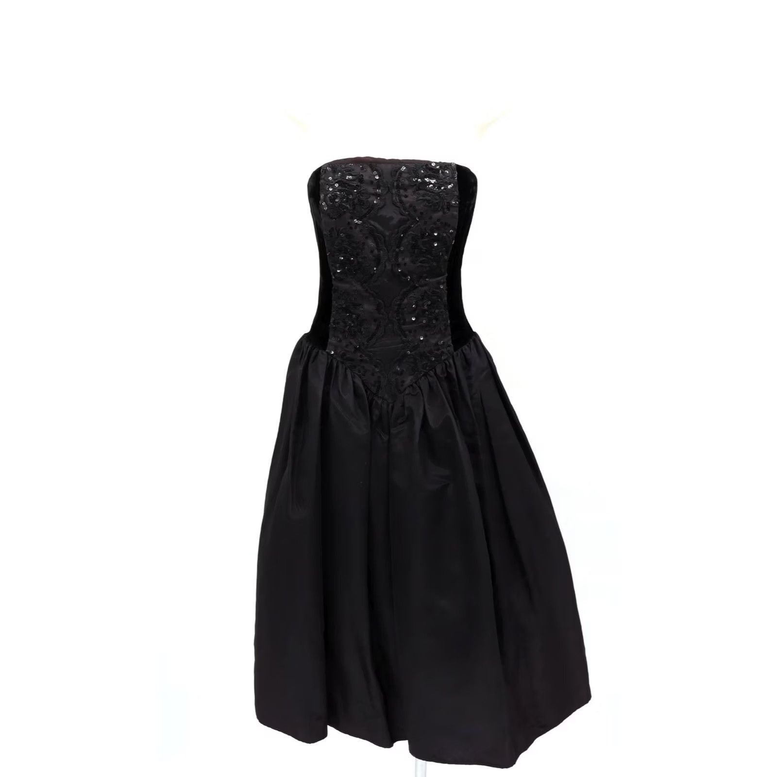 Vintage VINTAGE Gunne Sax Dress Prom Party Velvet Strapless Corset Knee Length Black Sz 5 Womens Size S / US 4 / IT 40 - 2 Thumbnail