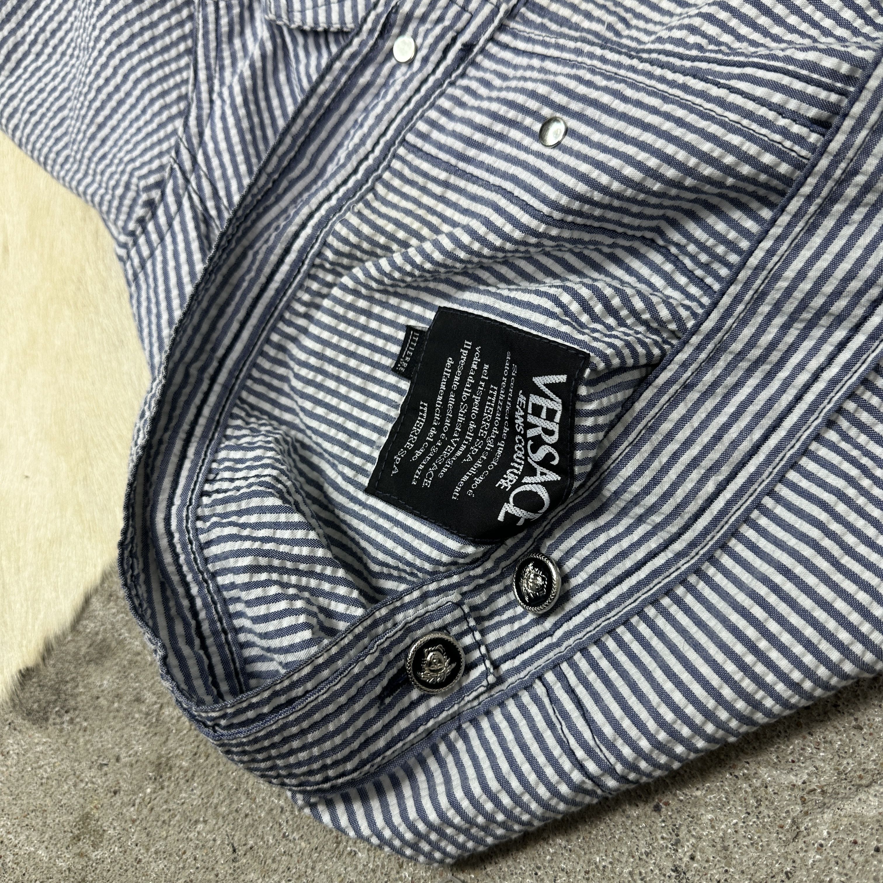 Versace Jeans Couture Vintage Striped Versace Jeans Couture Denim Jacket Y2K Size M / US 6-8 / IT 42-44 - 6 Thumbnail