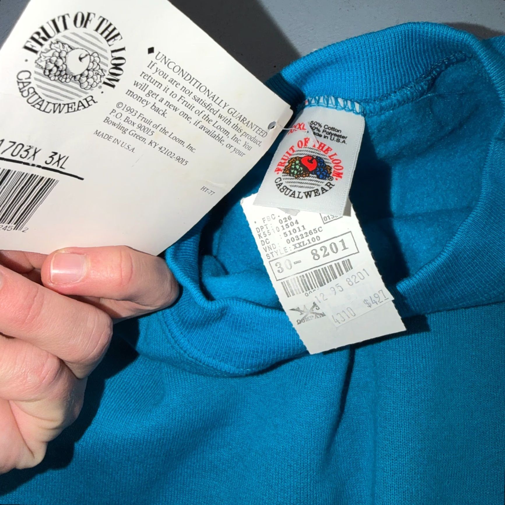 Fruit Of The Loom VTG Fruit of the Loom Sweatshirt Mens 3XL Blue Travel USA America Graphic Print Crew Neck Long Sleeve Pullover Fleece Cotton Vintage Size US XXL / EU 58 / 5 - 7 Thumbnail