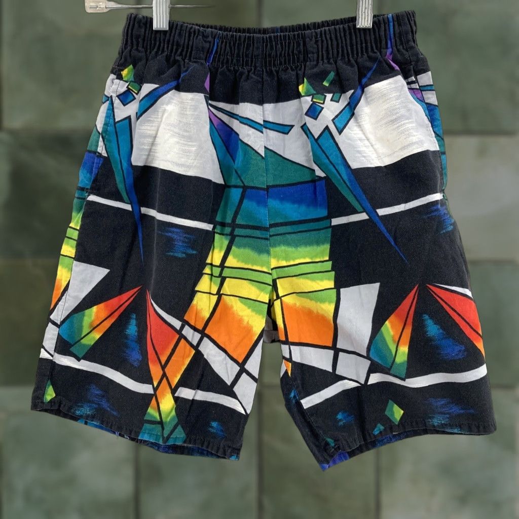 Vintage Vtg breakaway 90s shorts Size M swim trunks Abstract No Drawstring Fits small Size US 31 - 1 Thumbnail