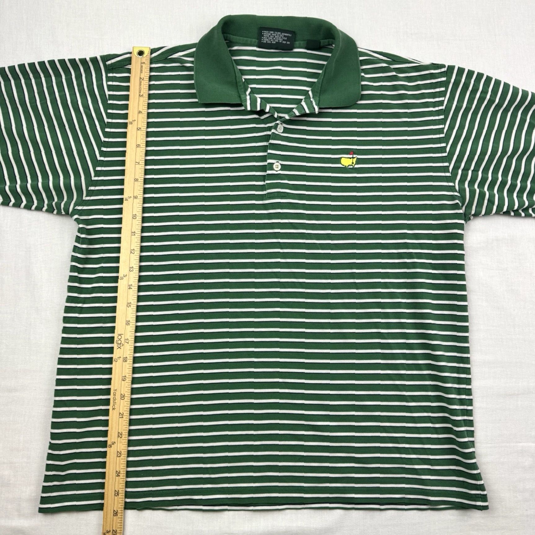 Vintage VINTAGE Masters Polo Shirt Adult Large Green Striped Golf Sports 90s Classic Polo Mens Size US L / EU 52-54 / 3 - 6 Thumbnail
