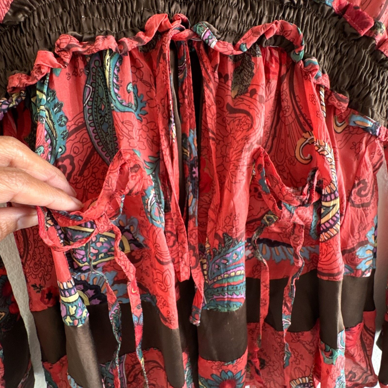 Johnny Was JOHNNY WAS Red Brown Paisley Top XS Front Pockets Bohemian Size XS / US 0-2 / IT 36-38 - 5 Thumbnail