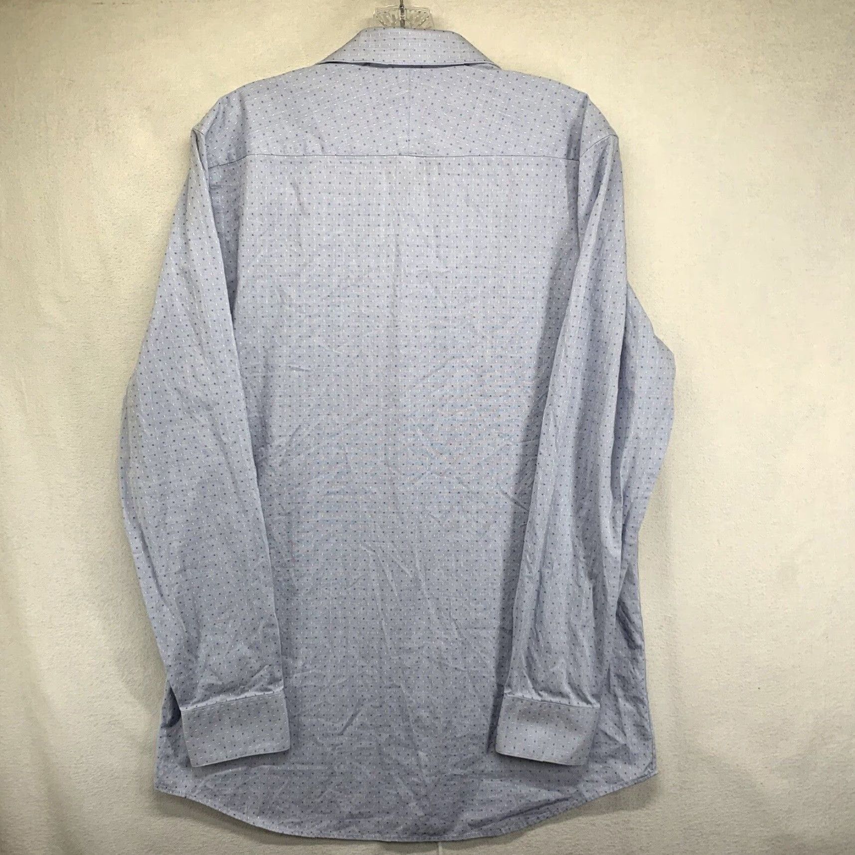 Perry Ellis Vintage Perry Ellis Portfolio Men’s Slim Fit Dress Shirt Blue Spotted 90s Business Casual Travel M Size 40R - 2 Thumbnail