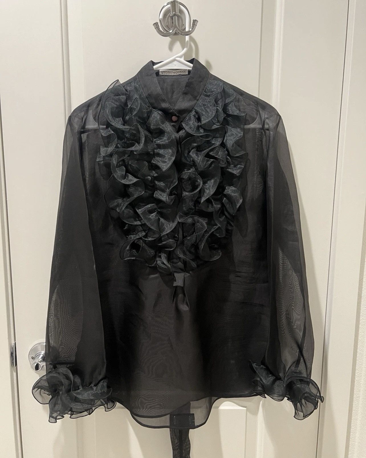 Emporio Armani Vintage 1980-90 Emporio Armani Silk Ruffle Blouse Size M / US 6-8 / IT 42-44 - 1 Thumbnail