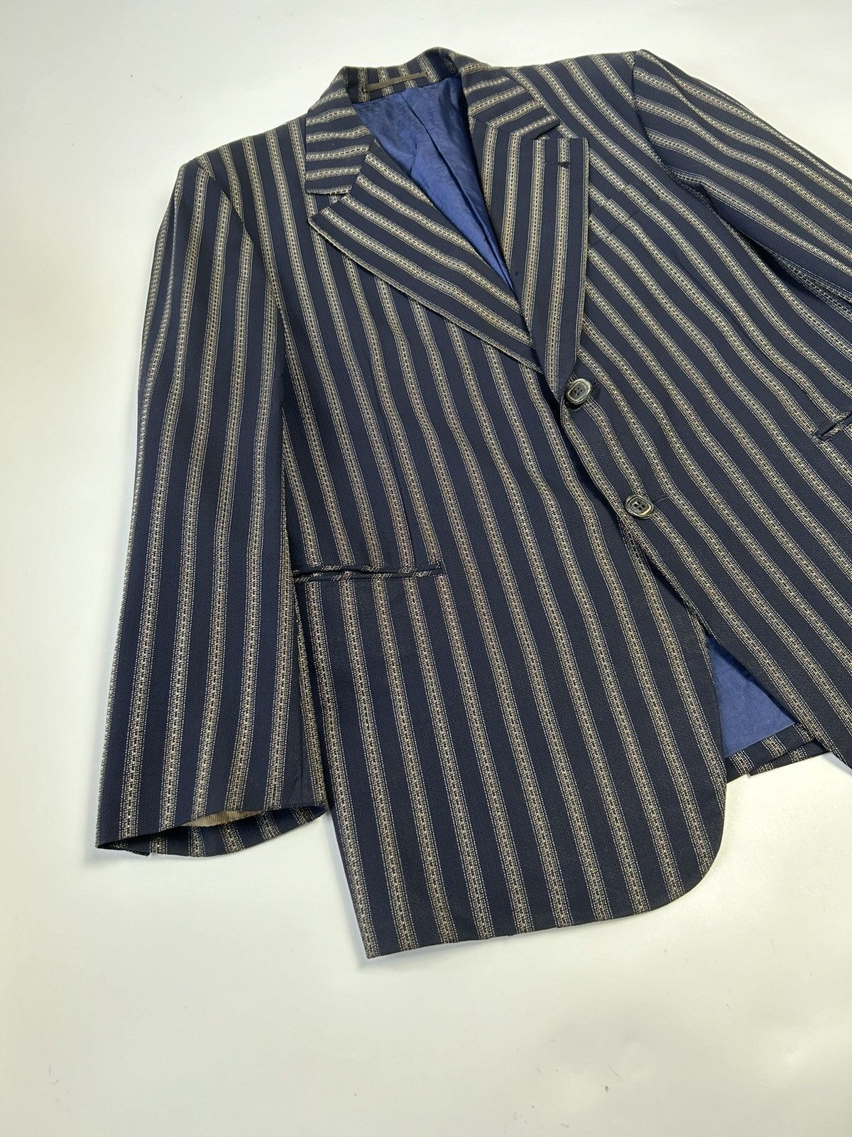 Japanese Brand CUSTOM TAILOR GEISHA SASAKI SAPPORO STRIPE BLAZER Size 38R - 2 Thumbnail