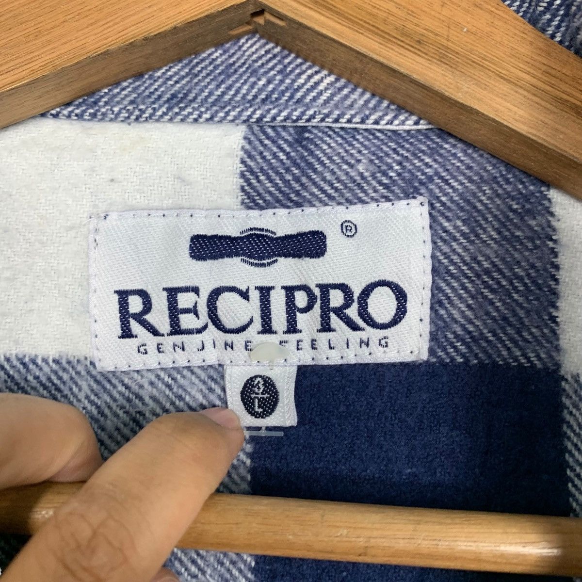 Vintage 90's RECIPRO Blue Stiped Flannel Jacket #2779-C125 Size US L / EU 52-54 / 3 - 14 Thumbnail