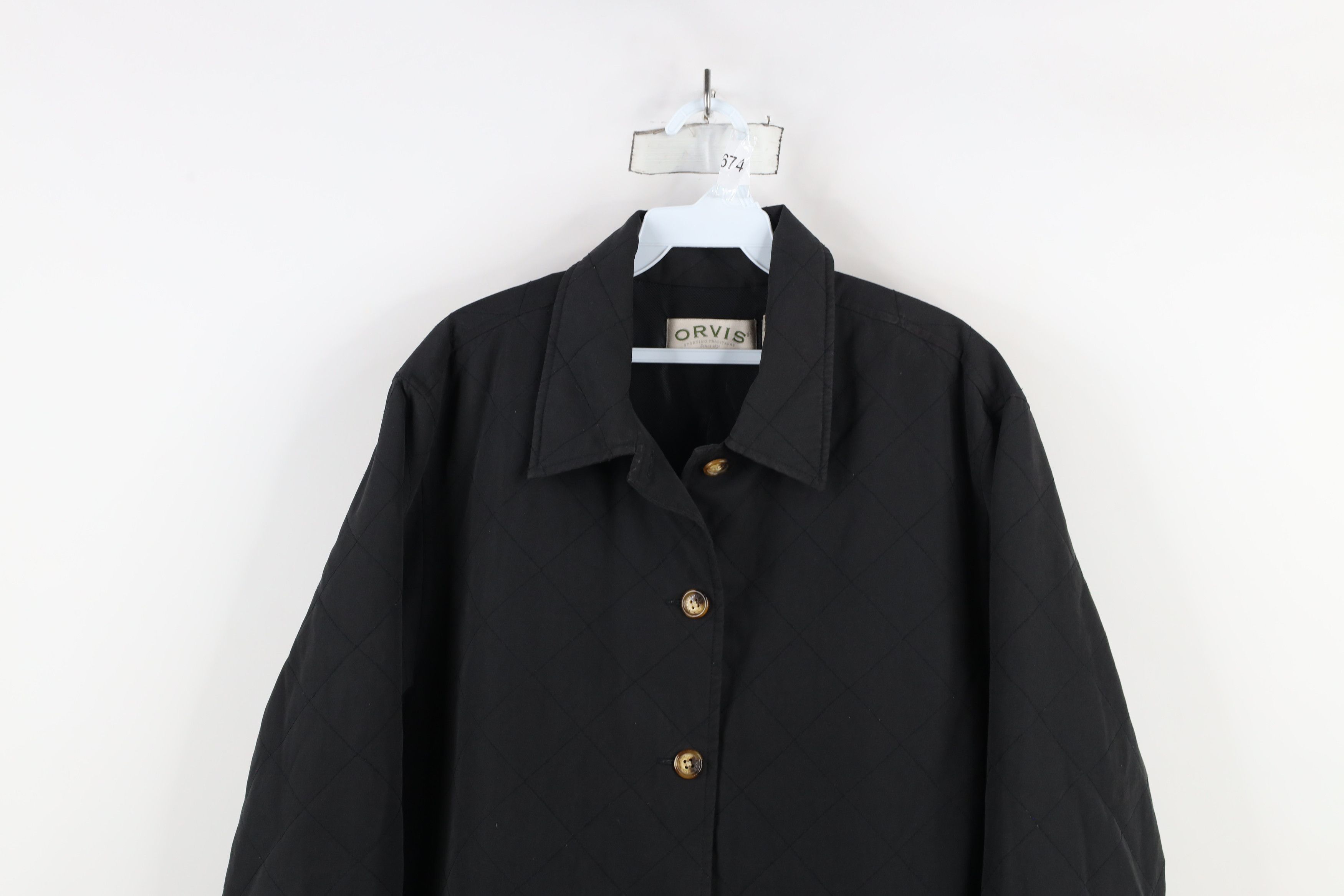 Orvis × Vintage Vintage Orvis Faded Blank Quilted Full Button Jacket Black Size L / US 10 / IT 46 - 2 Thumbnail