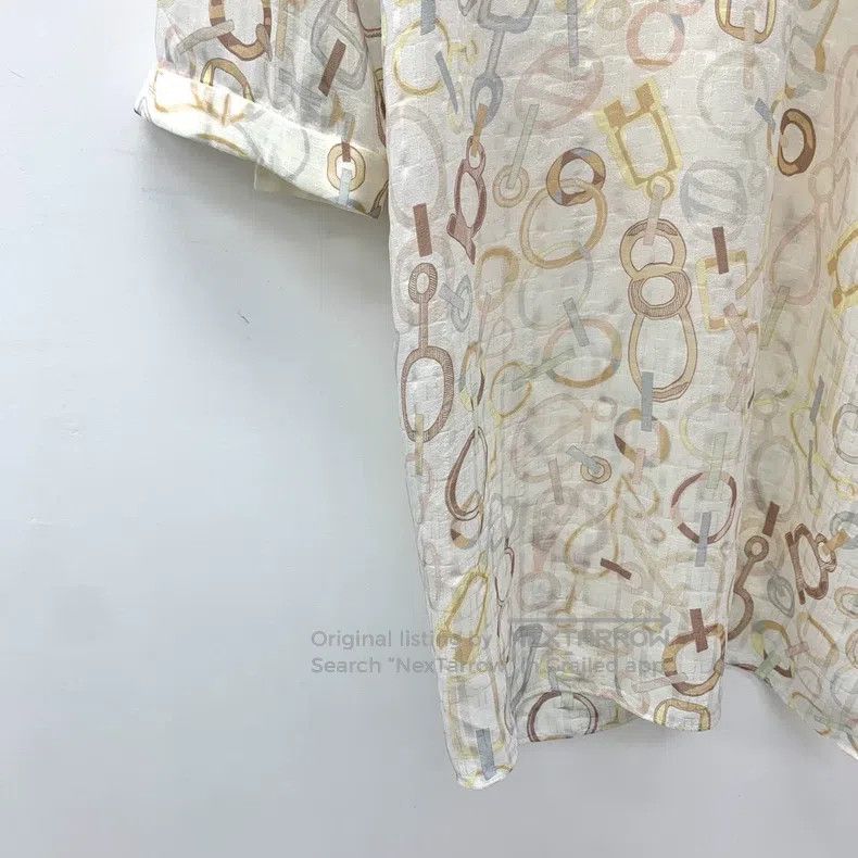 Hermes Hermes Beige Chain Buckle All-Over Print Silk Long Sleeve Size XS / US 0-2 / IT 36-38 - 5 Thumbnail