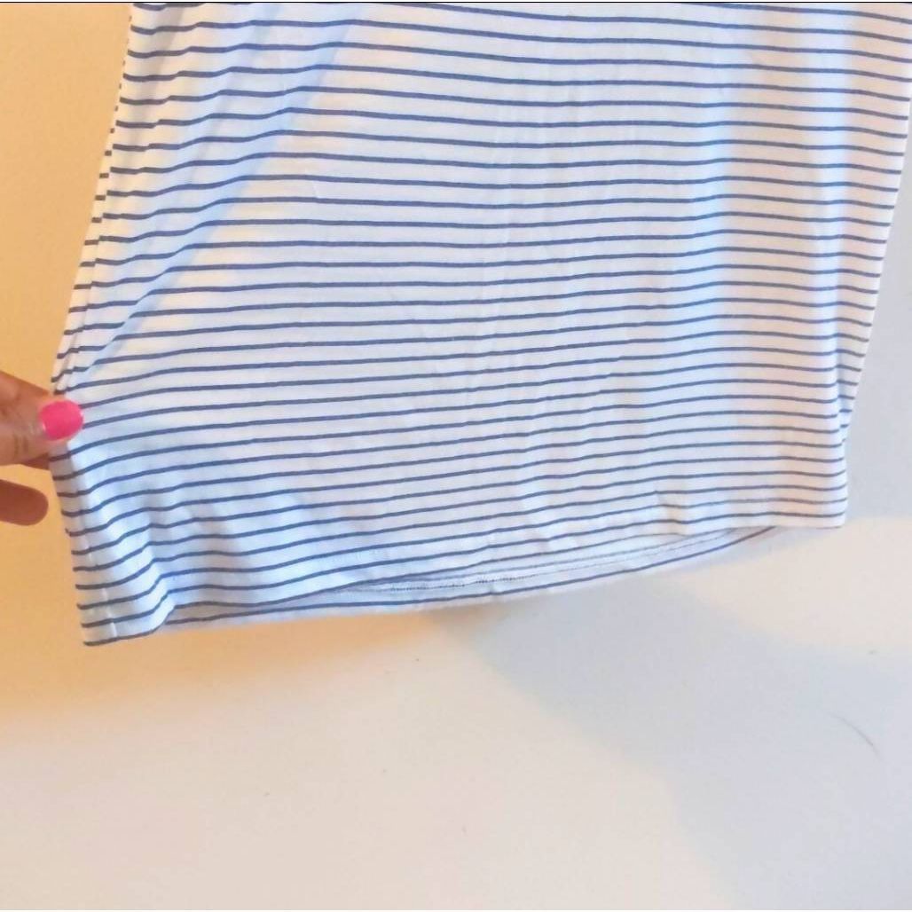 American Eagle Outfitters American Eagle Blue White Striped T-Shirt Size Small Scoop Neck Casual Top Size S / US 4 / IT 40 - 10 Thumbnail