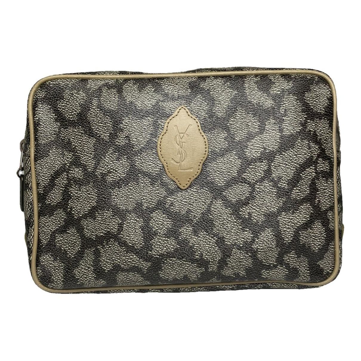 Grey Leather Clutch Bag