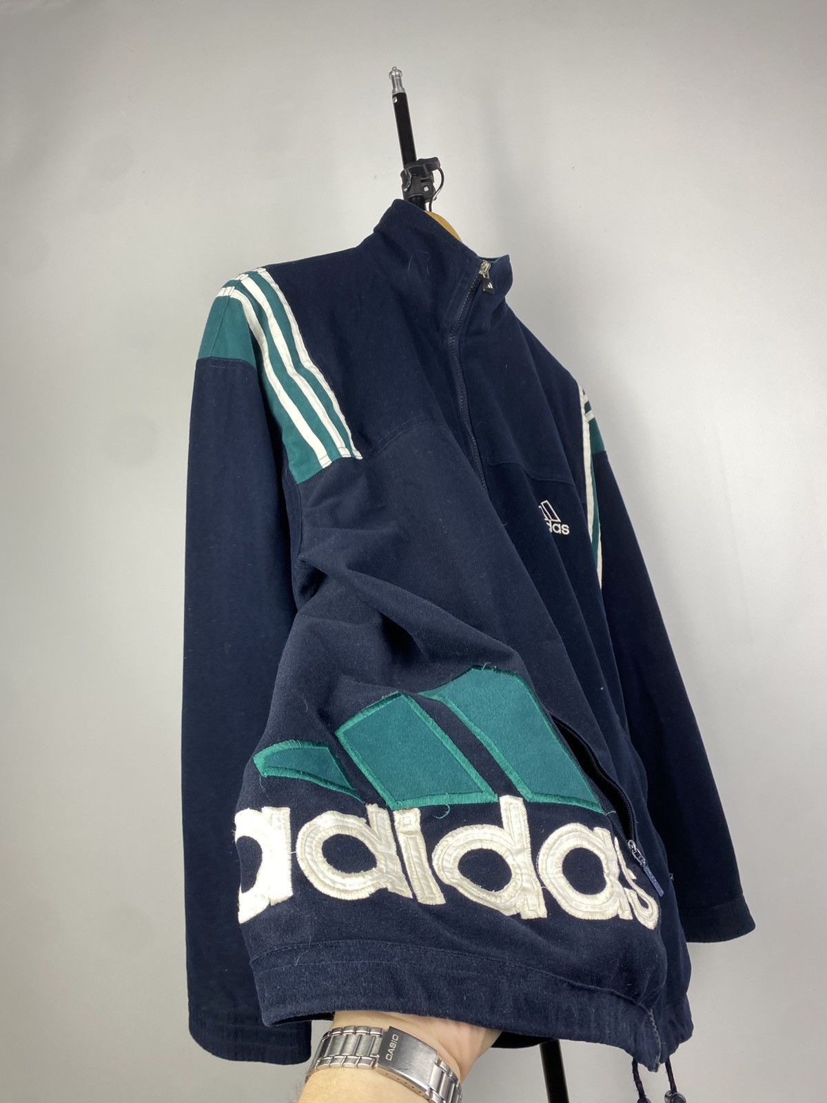Adidas × Vintage Vintage 90s Adidas Y2K Hype Zip Retro Fleece Jacket Size US L / EU 52-54 / 3 - 3 Thumbnail