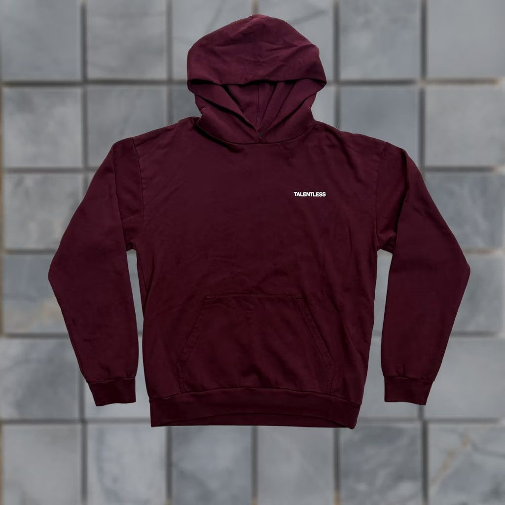 Talentless Talentless Hoodie Mens L Burgundy Fleece Pullover Logo Pockets Crew Neck Long Sleeve Winter Size US L / EU 52-54 / 3 - 1 Thumbnail