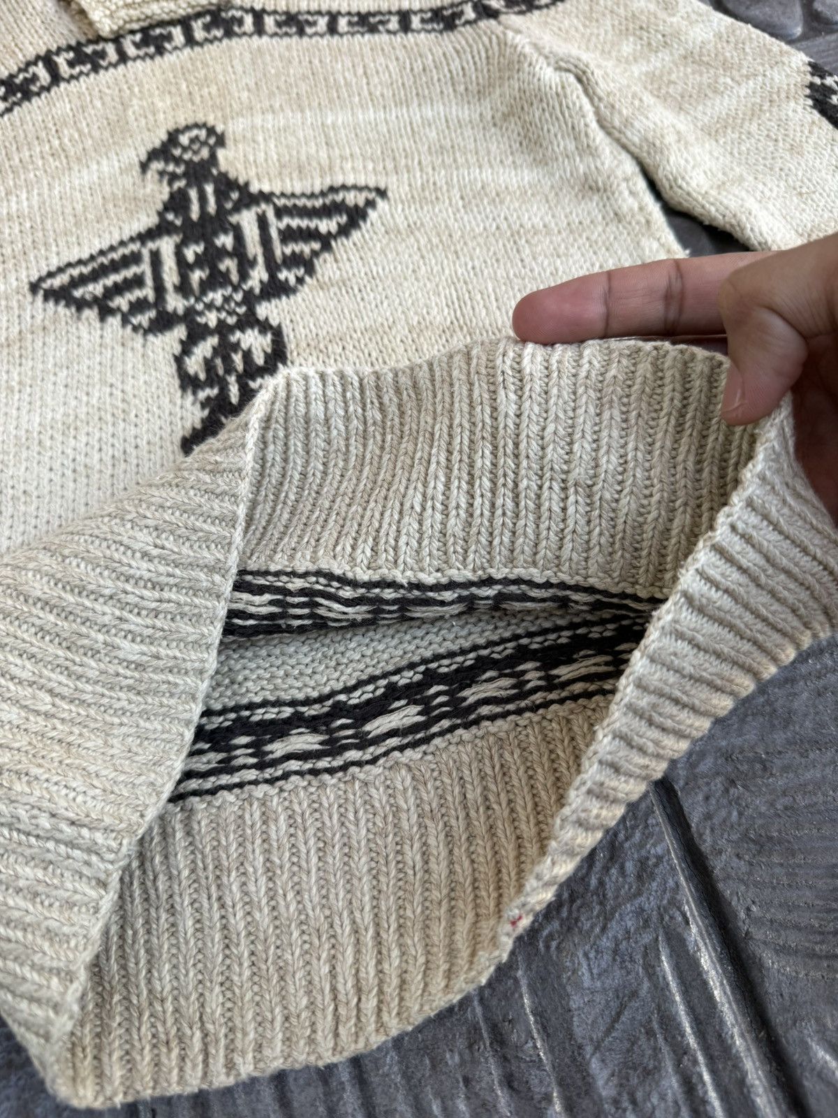 Polo Ralph Lauren 💥RARE💥Vintage 90s PRL Kanata Cowichan Hand Knit Shawl Collar Size US XXS / EU 40 - 9 Thumbnail