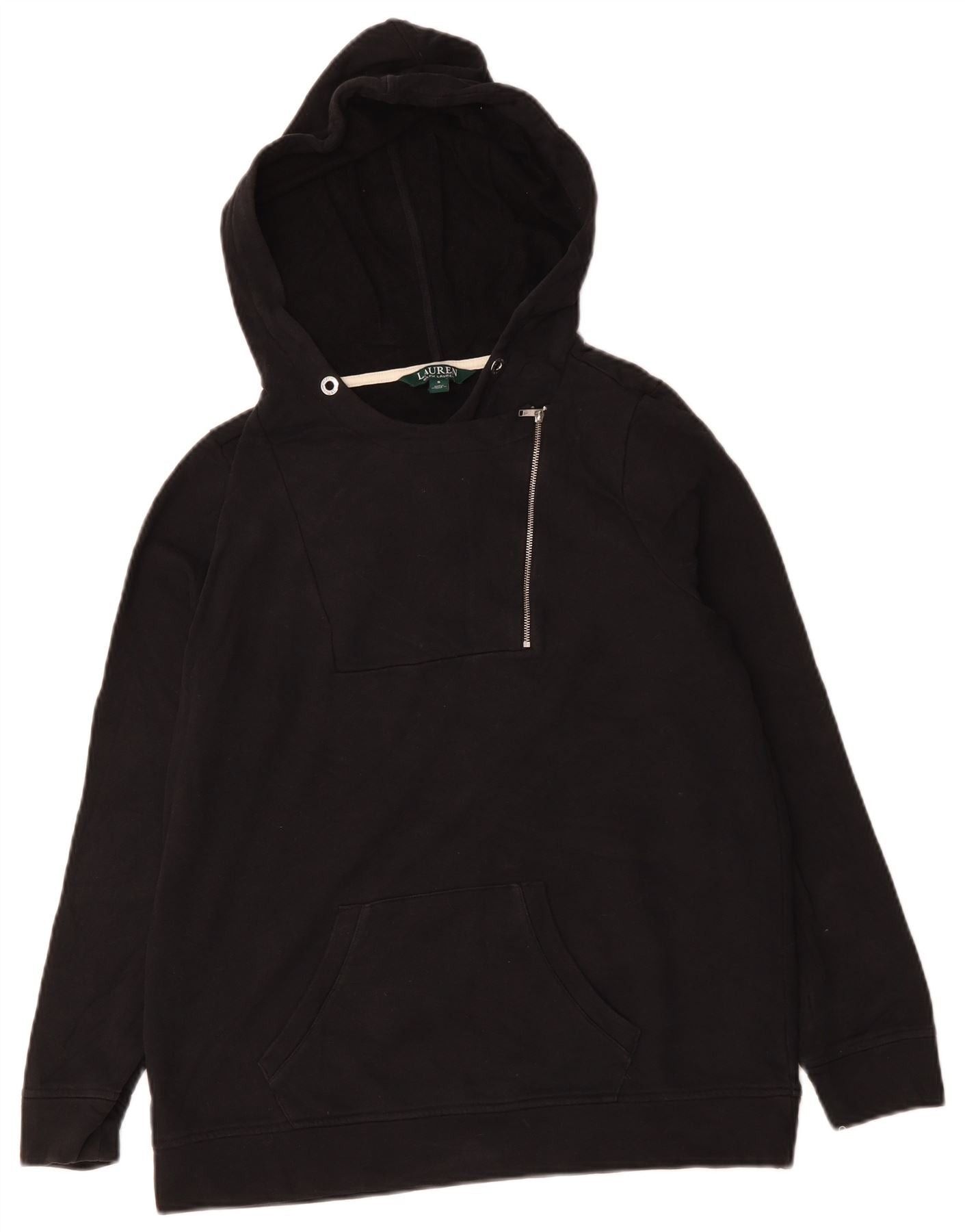 Ralph Lauren Womens Overd Zip Neck Hoodie Jumper UK 10 Small Black Size ONE SIZE - 1 Thumbnail