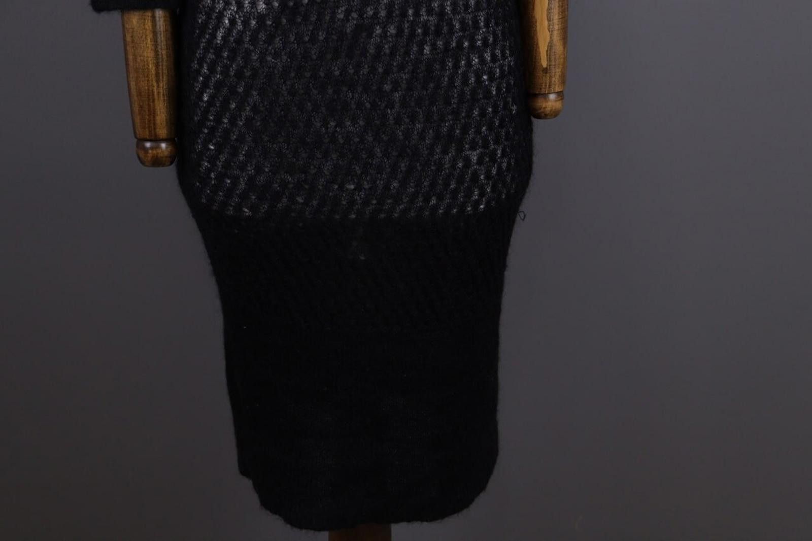 Pink Floyd Pinko Black 3/4 Sleeve Knit Mesh Mohair Bodycon Dress Size L Size L / US 10 / IT 46 - 5 Thumbnail