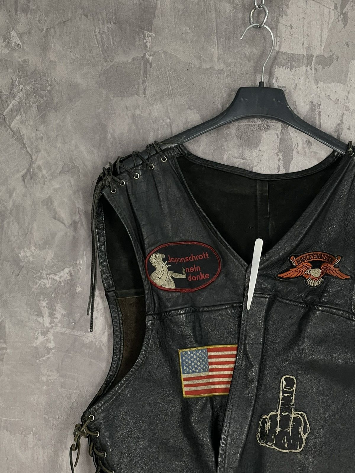 Harley Davidson × Vintage Vintage Leather Bikers Vest Harley Davidson 80s Crazy Fade Size US S / EU 44-46 / 1 - 4 Thumbnail