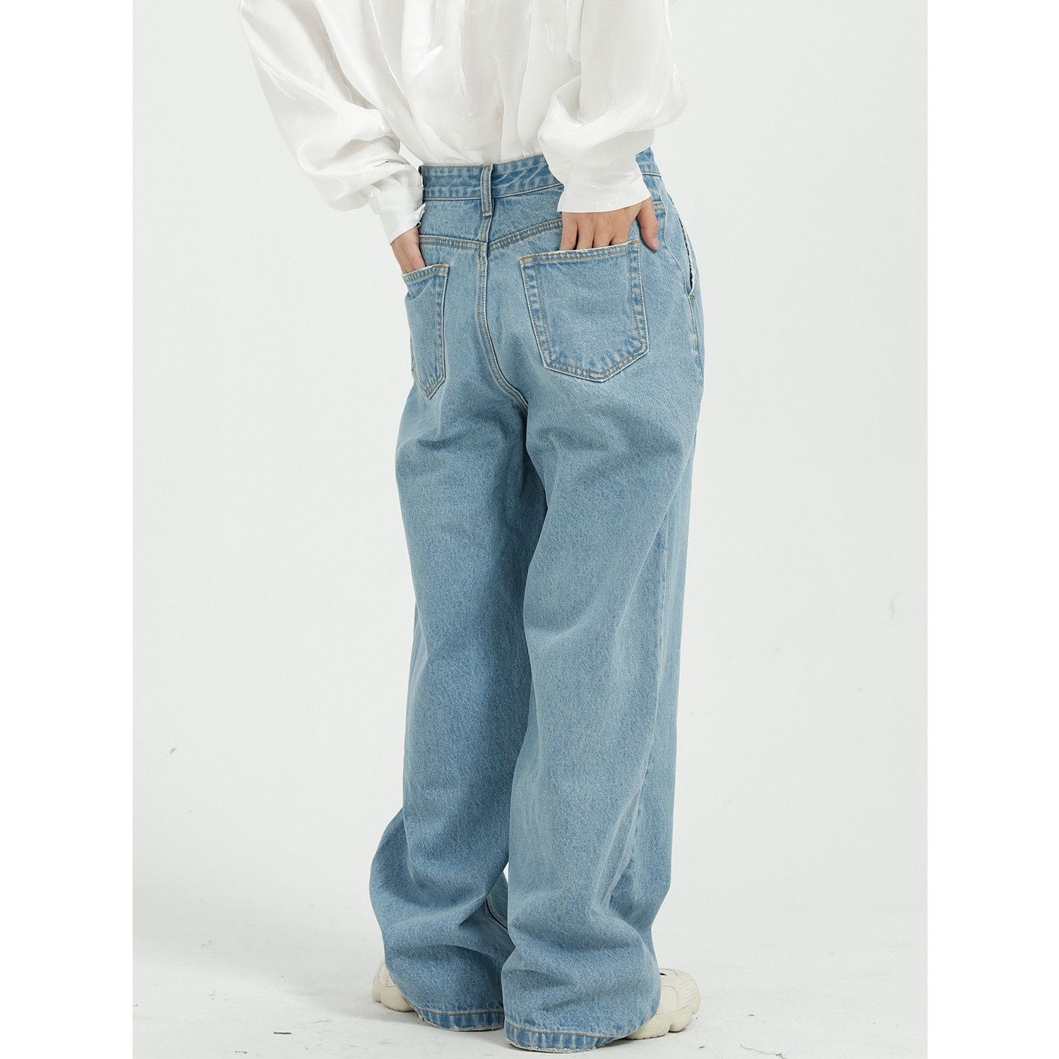 Japanese Brand Loose and slim mid-rise wide-leg straight-leg jeans Size US 32 / EU 48 - 5 Thumbnail