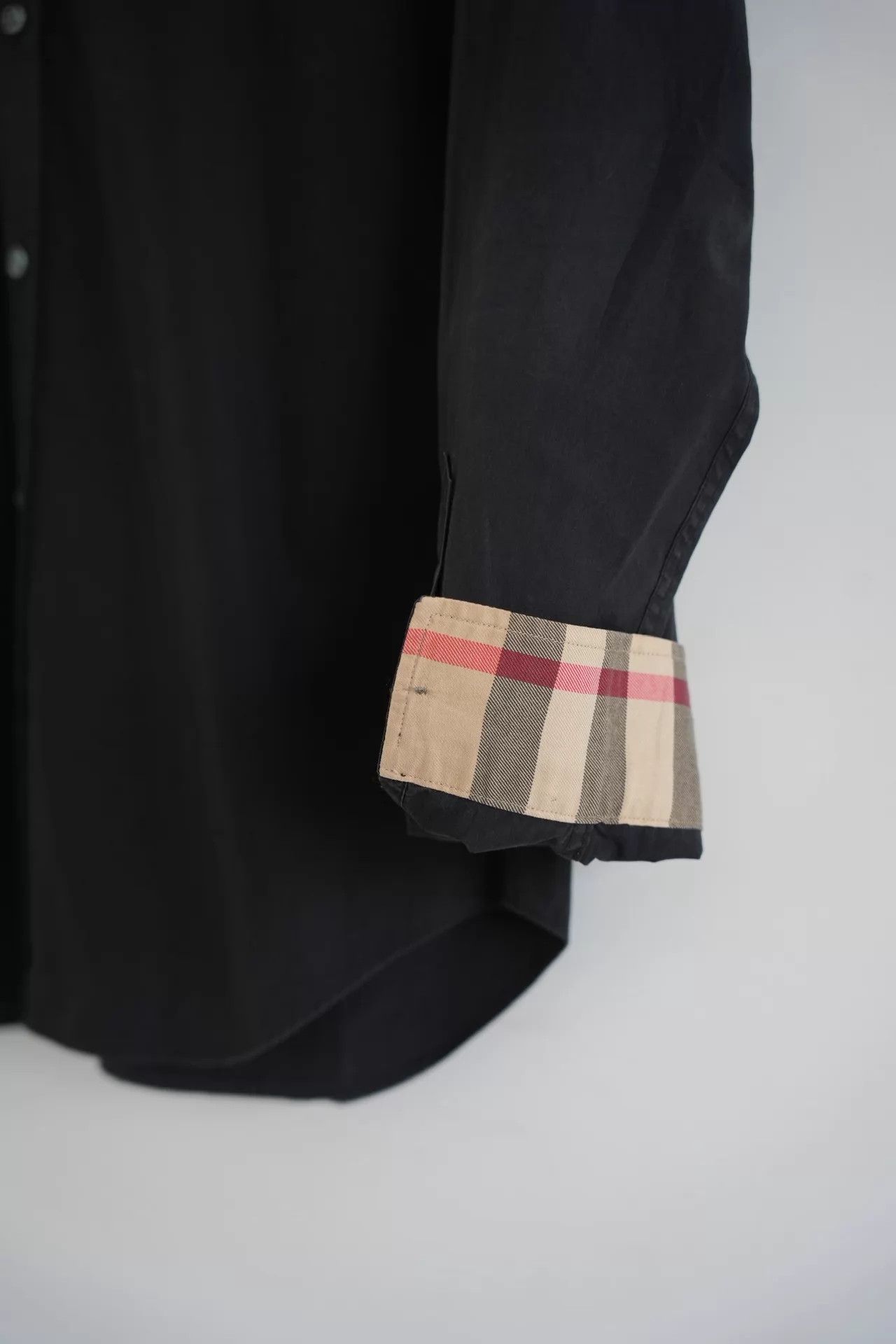 Burberry Burberry Check Paneled Black Cotton Logo Shirt M Size US M / EU 48-50 / 2 - 4 Thumbnail