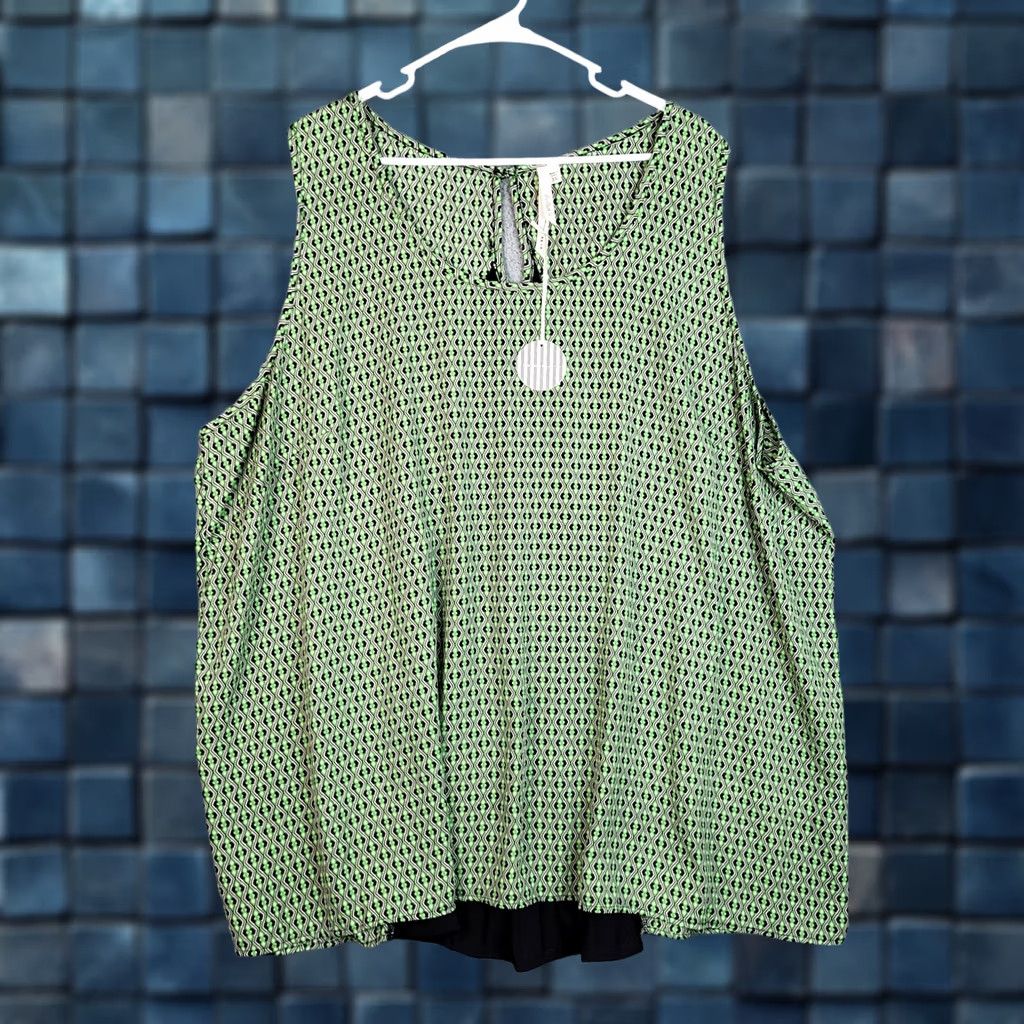 Vintage Bellatrix Blouse Women's Green Round Neck Sleeveless Size 3X NEW Size XXL / US 16-18 / IT 52-54 - 1 Thumbnail