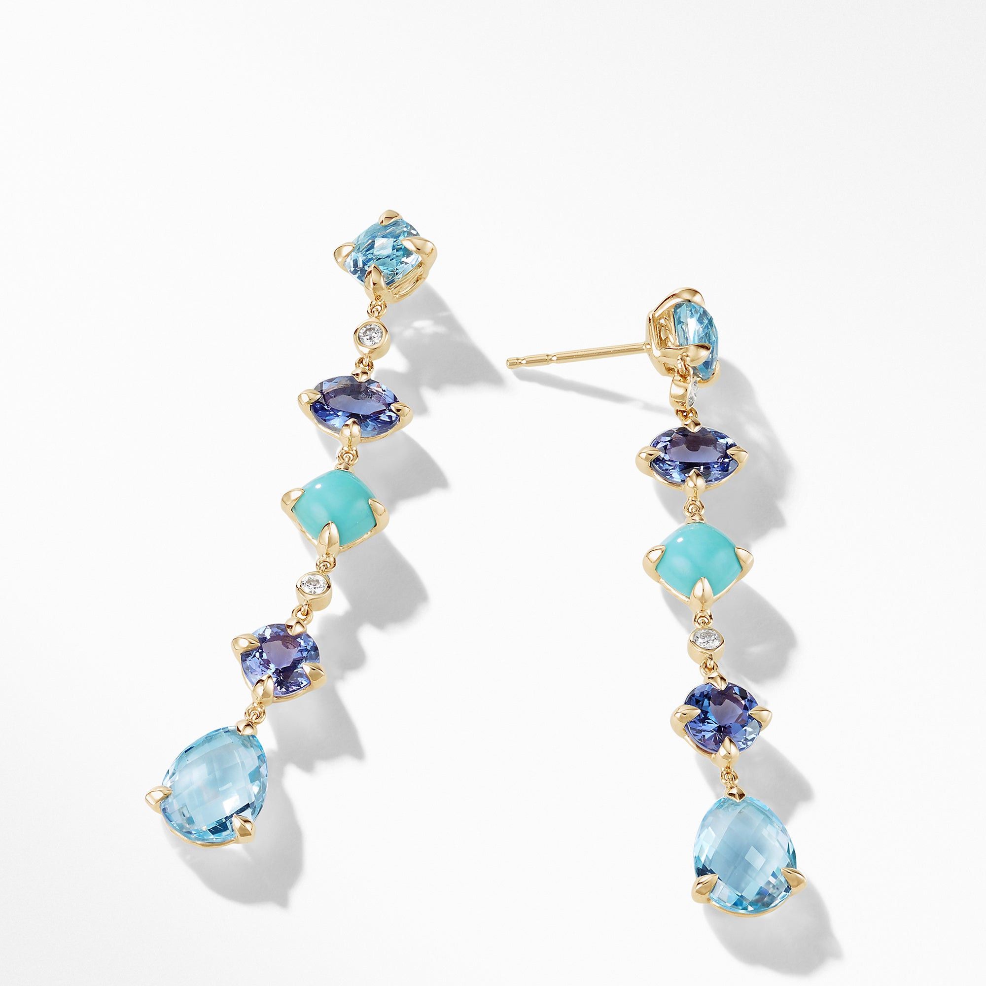 David Yurman o1w1db10325 Earrings in 18K Gold with Blue Diamonds & 44mm Size ONE SIZE - 2 Thumbnail