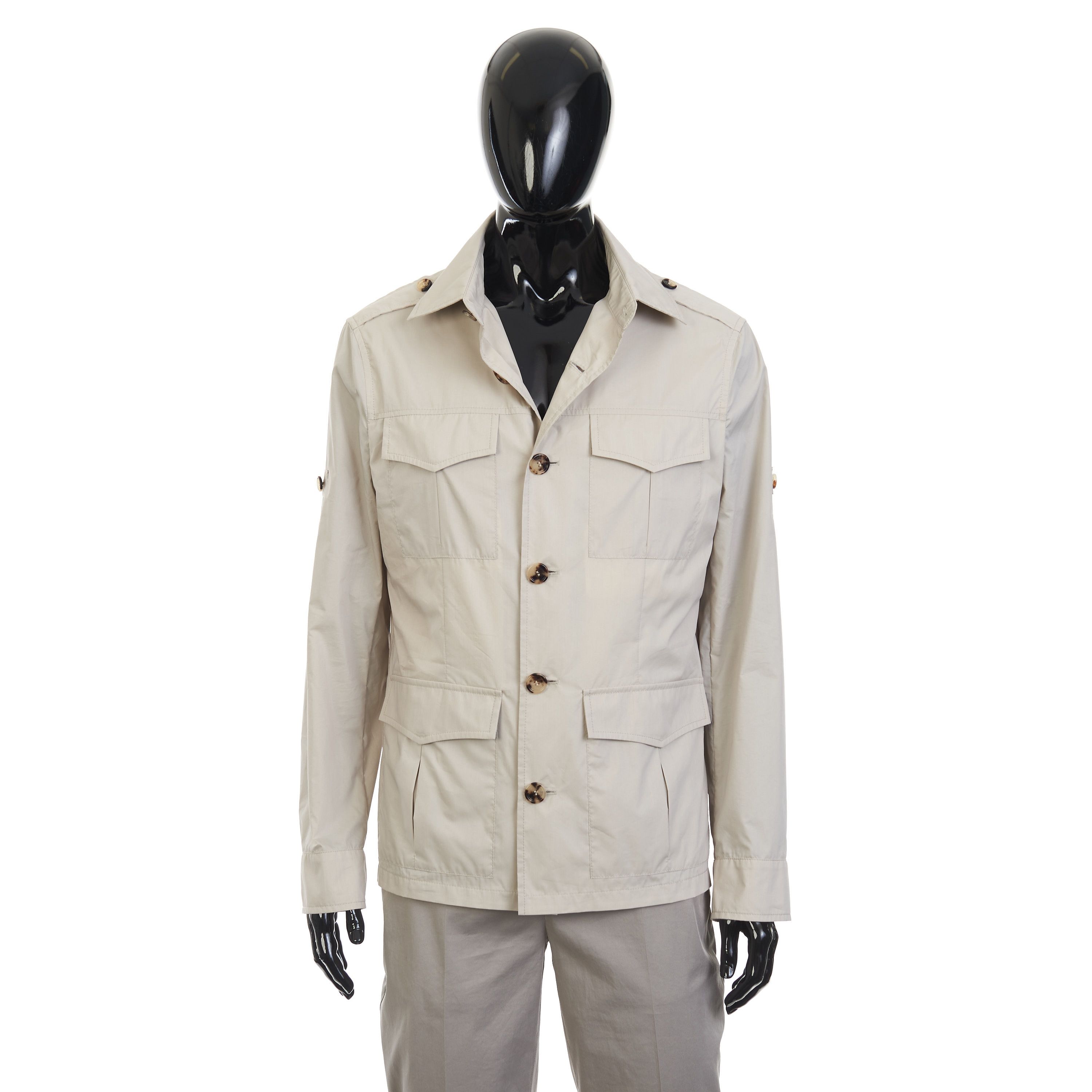 Brunello Cucinelli Light Beige Waterproof Jacket - Cotton Canvas, Multi Pockets Size US L / EU 52-54 / 3 - 9 Thumbnail