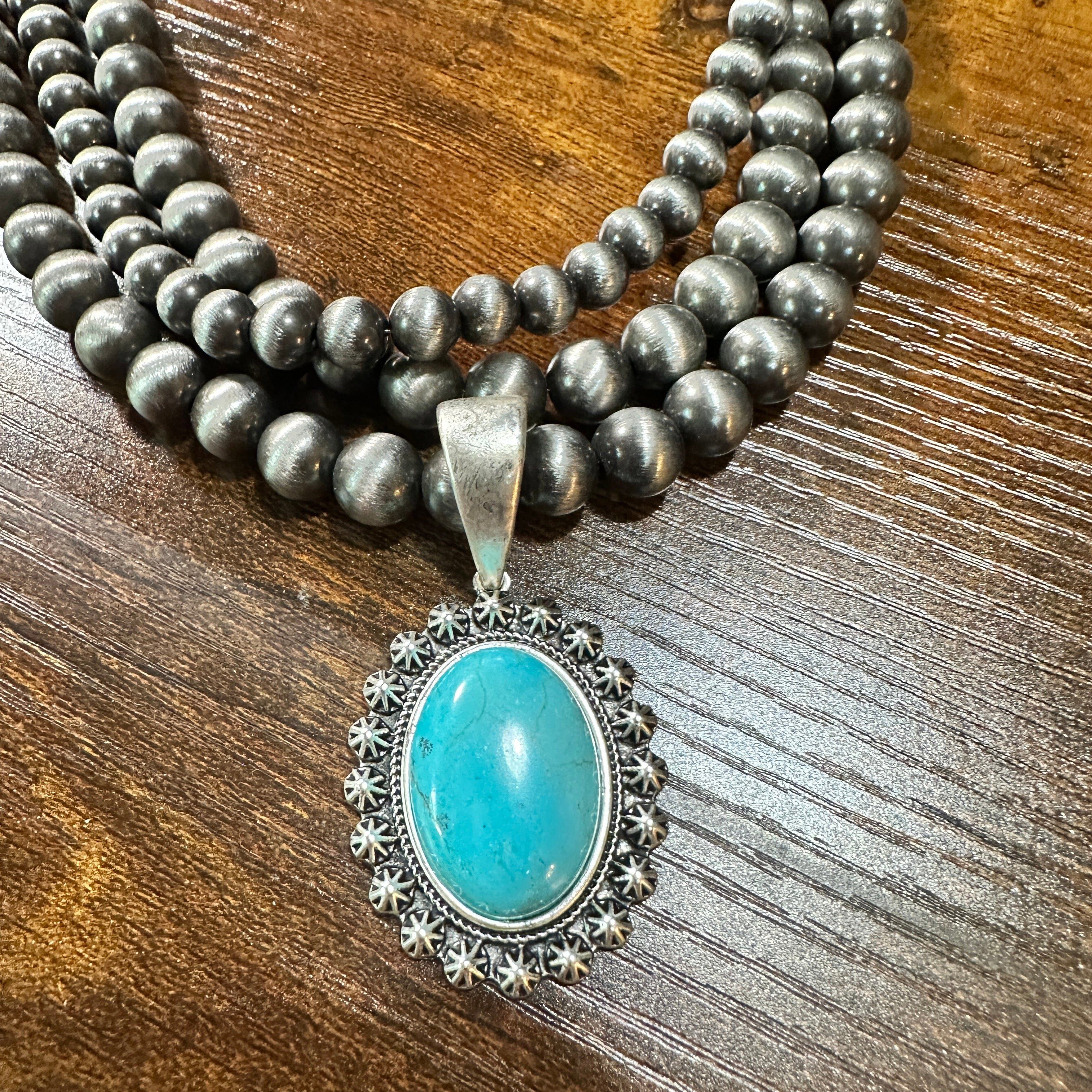 Other Navajo Turquoise Beaded Necklace 18 Inch 3 Strand Design, Bo Size ONE SIZE - 3 Thumbnail
