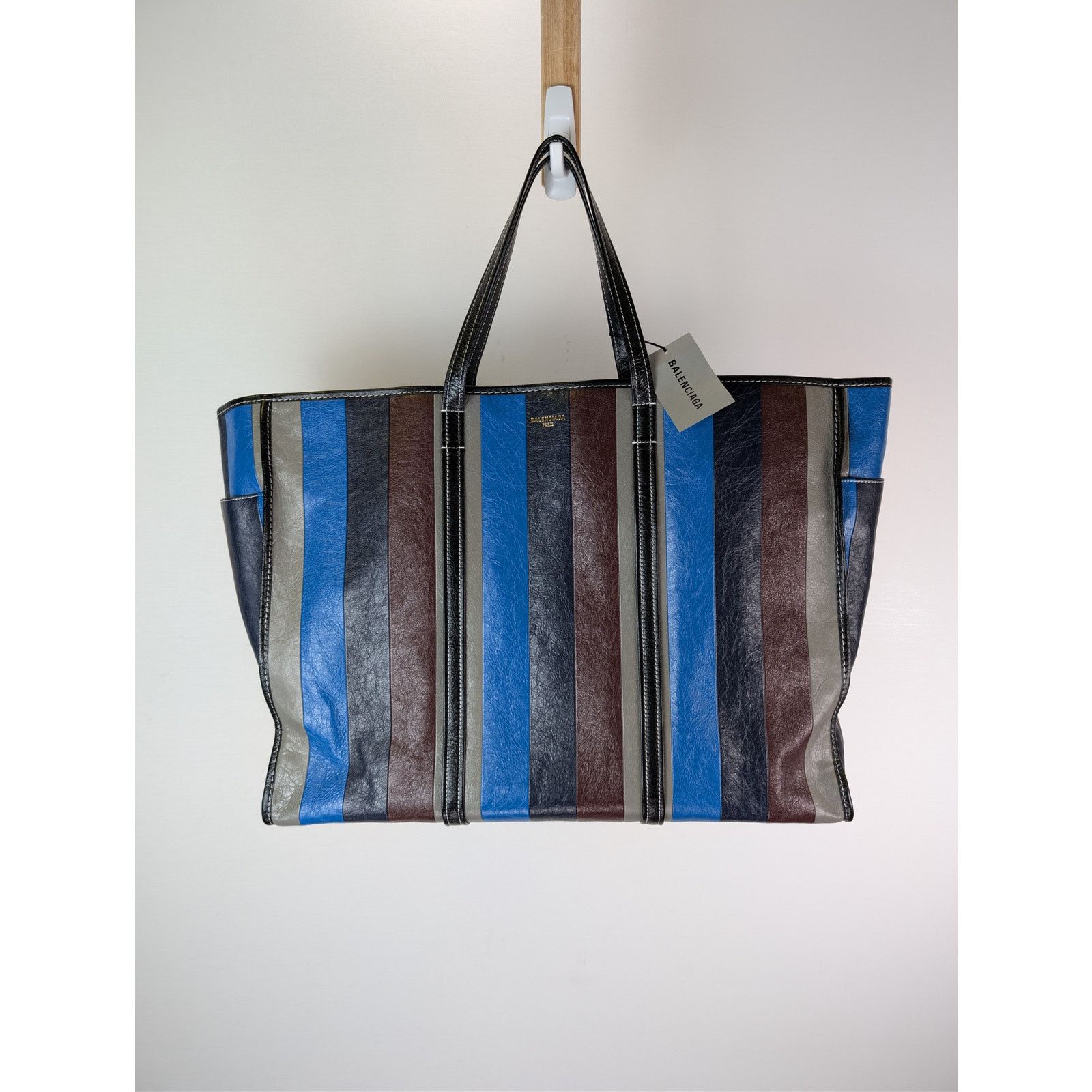 Balenciaga o1rshd1 Striped Arena Lamb PA Shatelet Carry All Tote Bag Size ONE SIZE - 1 Thumbnail