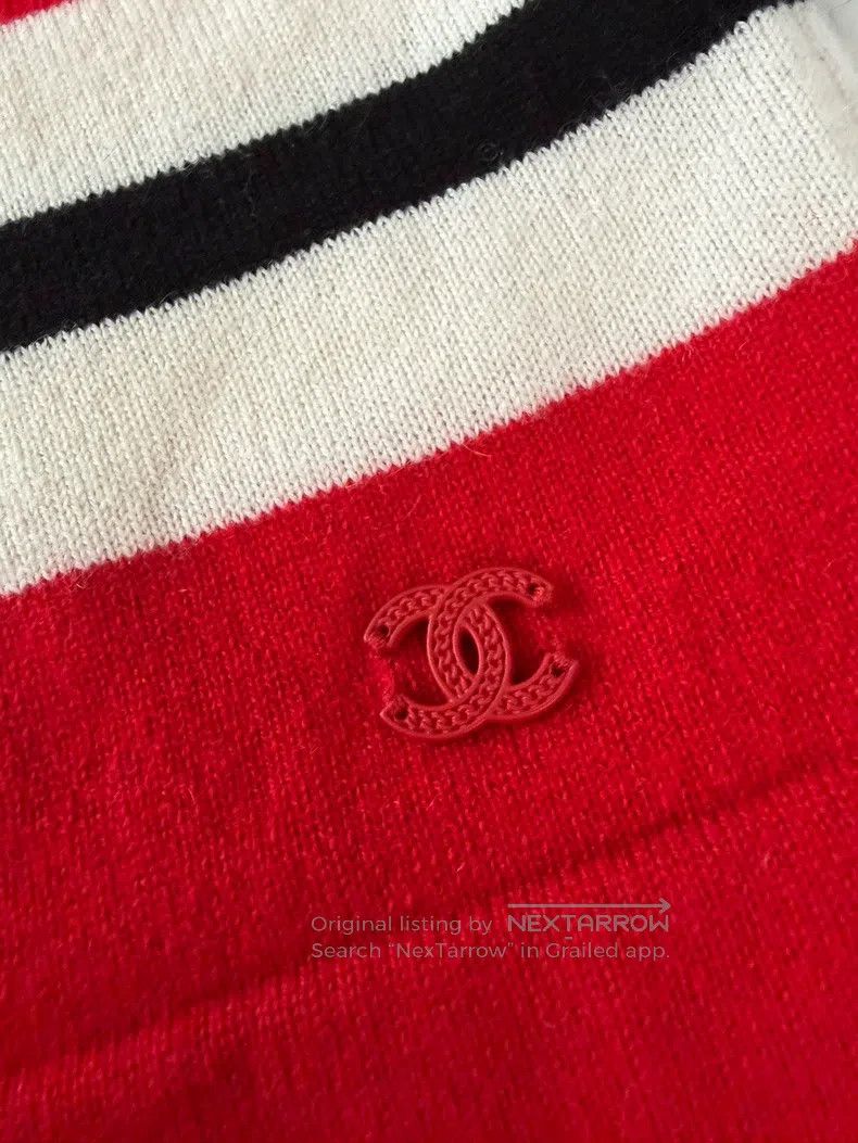 Chanel Chanel Red knitted sports style double c striped short sle Size XXS / US 00 / IT 34 - 5 Thumbnail