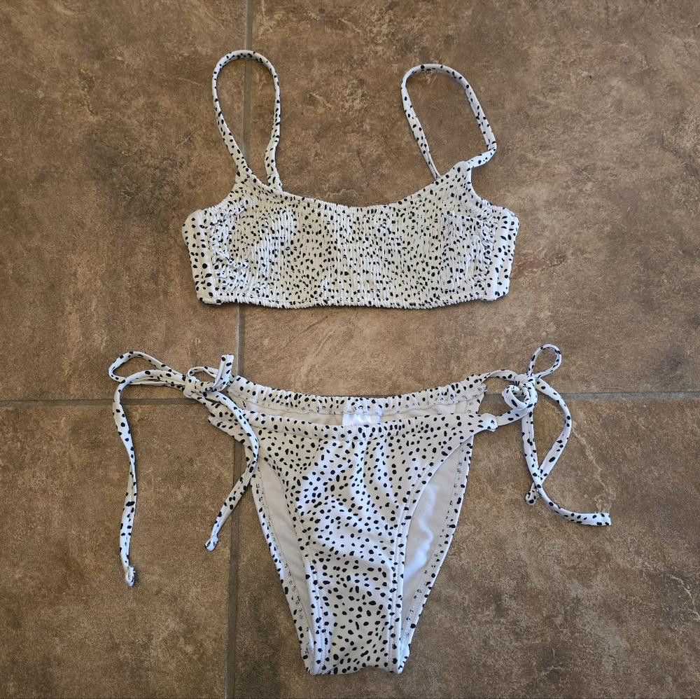 Designer White Black Speckled XHLN Bikini Bottoms Size ONE SIZE - 3 Thumbnail
