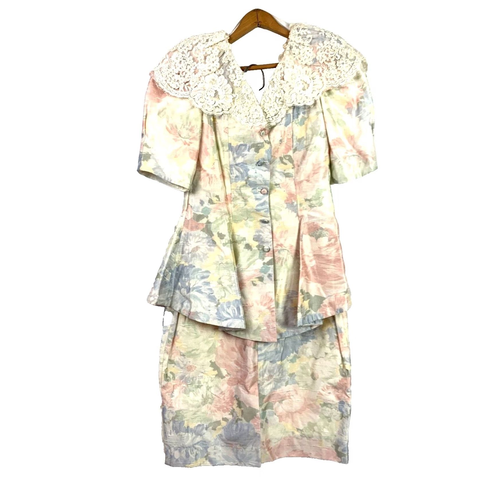 Vintage Vintage Watters & Watters Floral Cottagecore Tapestry Skirt Shirt Outfit Set 8 Size M / US 6-8 / IT 42-44 - 3 Thumbnail