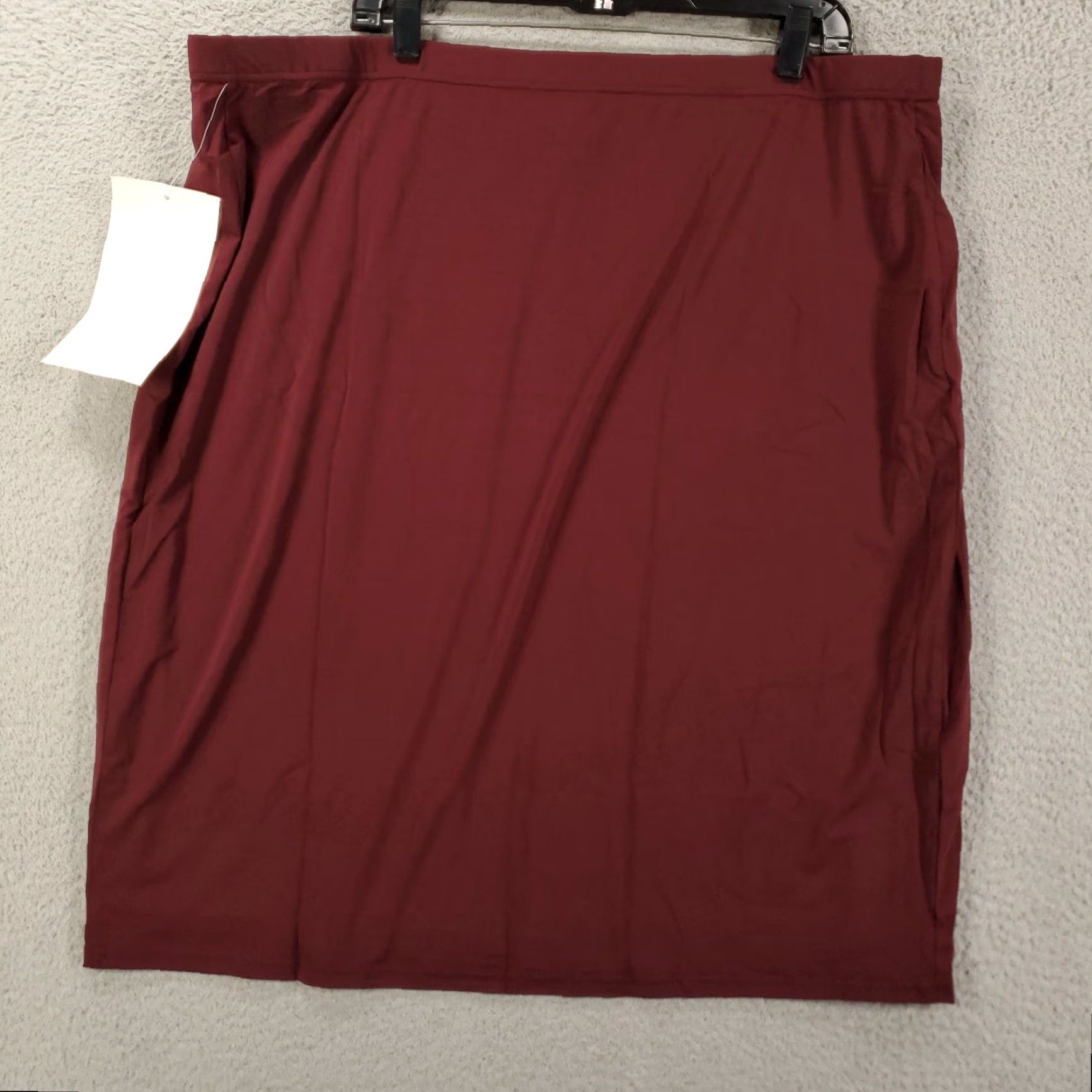 Vintage Ashro Skirt Women's 2X Plus Burgundy Short Pencil Stretch Lined NWT Pull On Size 40" / US 18 - 5 Thumbnail