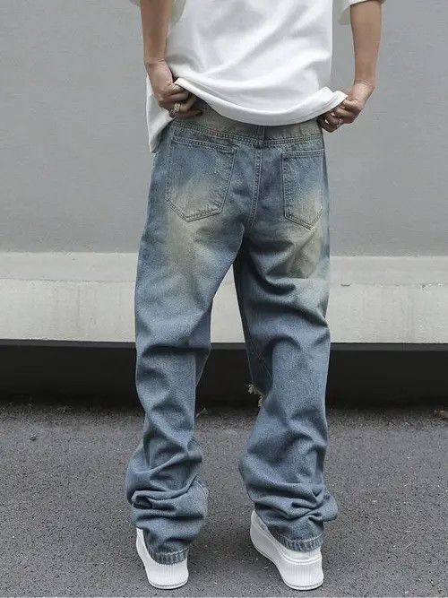Jean Distressed Baggy Denim Jeans Ripped Size US 36 / EU 52 - 2 Thumbnail
