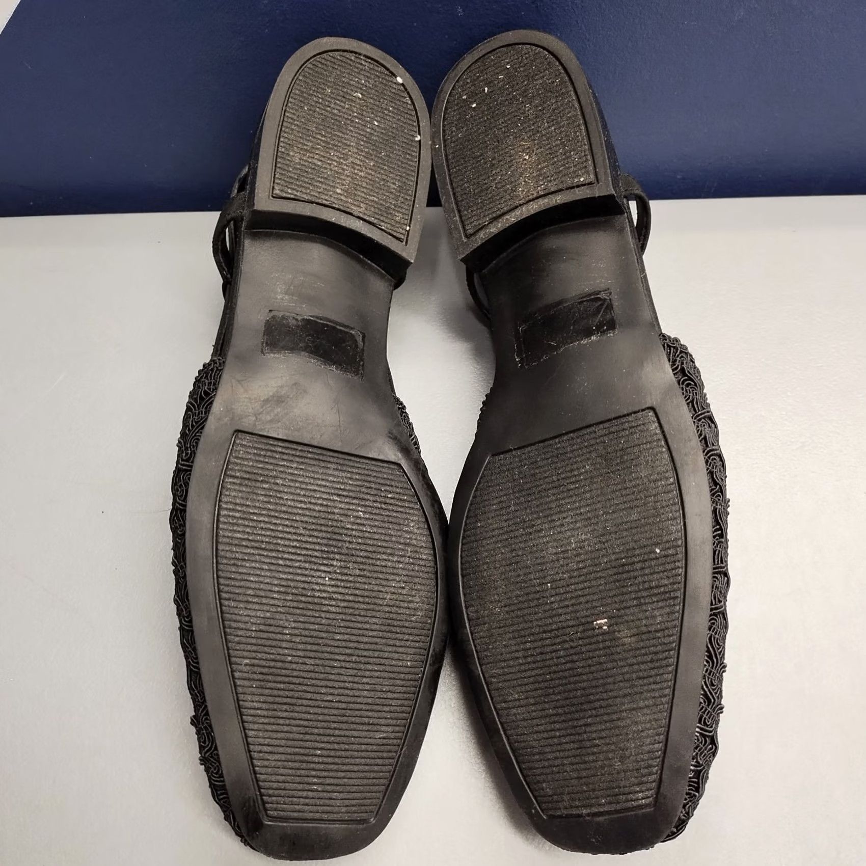 Vintage Judith Slingback Sandals Womens Size 9.5M Black Square Toe Ankle Strap Slip On Size US 10 / IT 40 - 7 Thumbnail