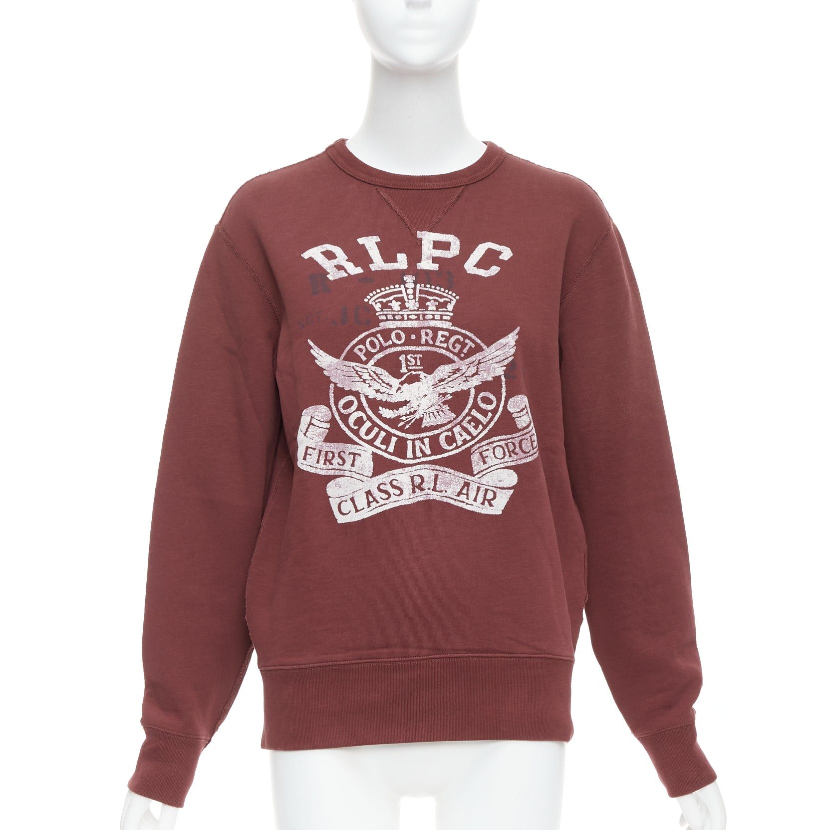 Polo Ralph Lauren POLO RALPH LAUREN burgundy varsity cotton fleece sweatshirt XS Size XS / US 0-2 / IT 36-38 - 1 Thumbnail