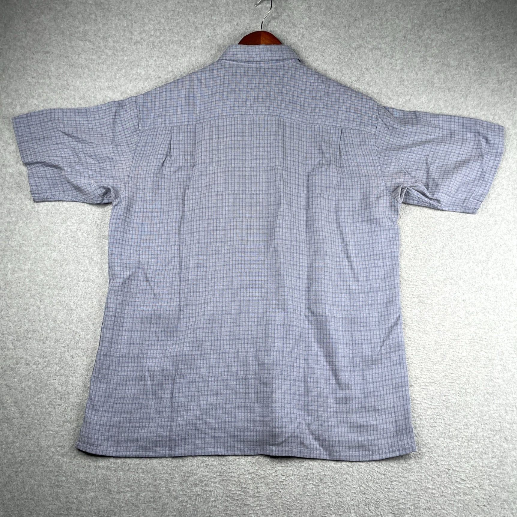 BUGATCHI BUGATCHI UOMO Shirt Blue Check Pocket Casual Button Up Short Sleeve Mens L Size US L / EU 52-54 / 3 - 7 Thumbnail