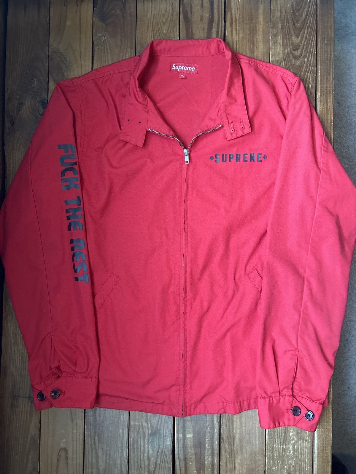 image of Independent Truck Co x Supreme Independent Fuck The Rest Red Work Jacket, Men's (Size XL)