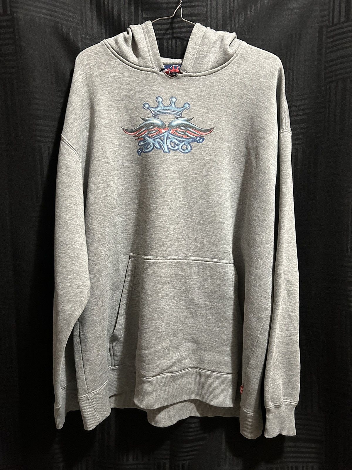 image of Vintage 90's Jnco Jeans Dragon Crown Flames Mens XL Hoodie in Grey